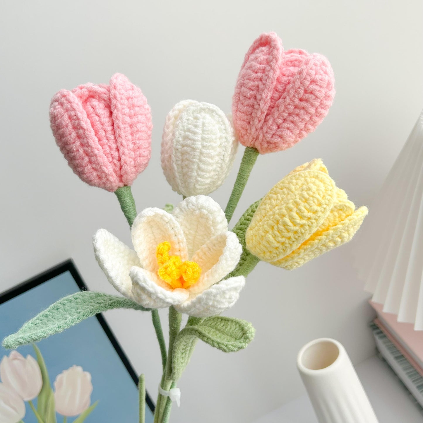 Crochet Tulip Flower Bouquet: Handmade Home Decor Gift