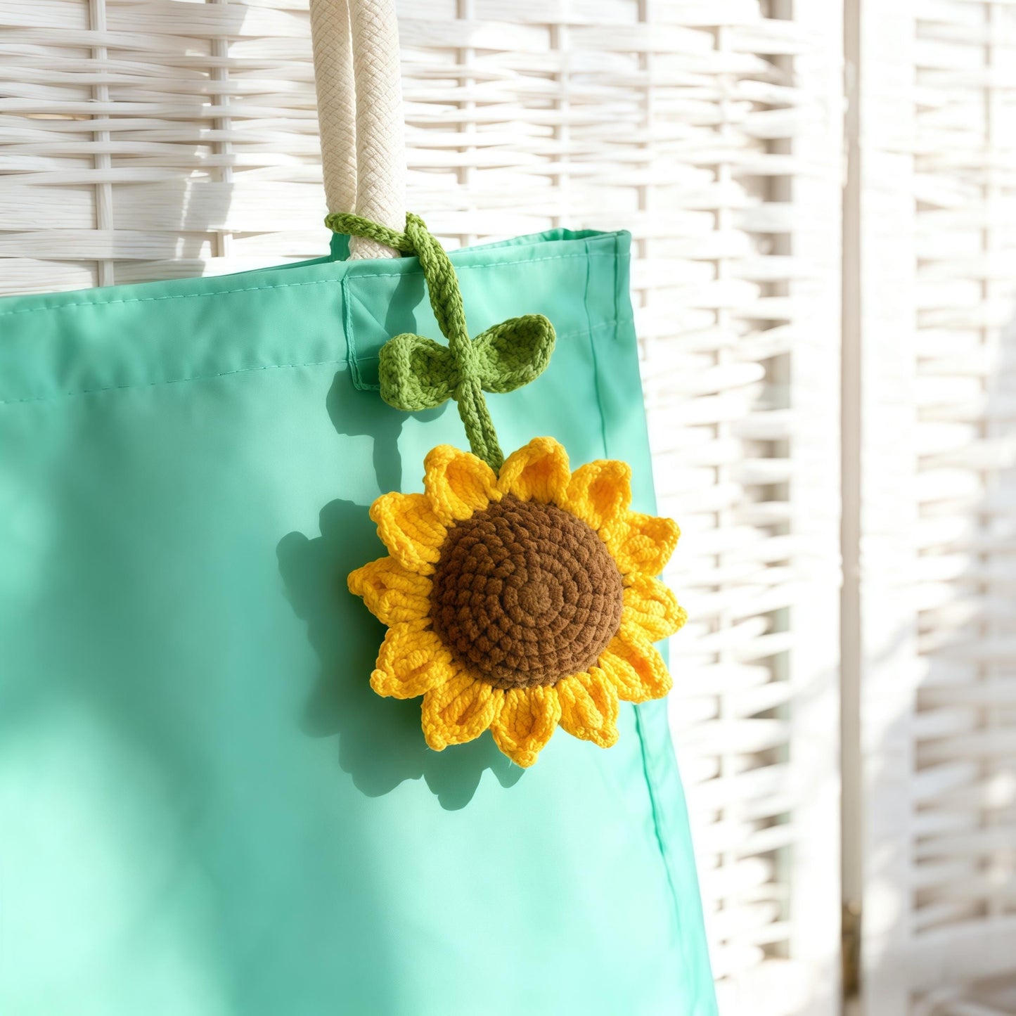 Crochet Sunflower Bag Charm: Handmade Purse Decor