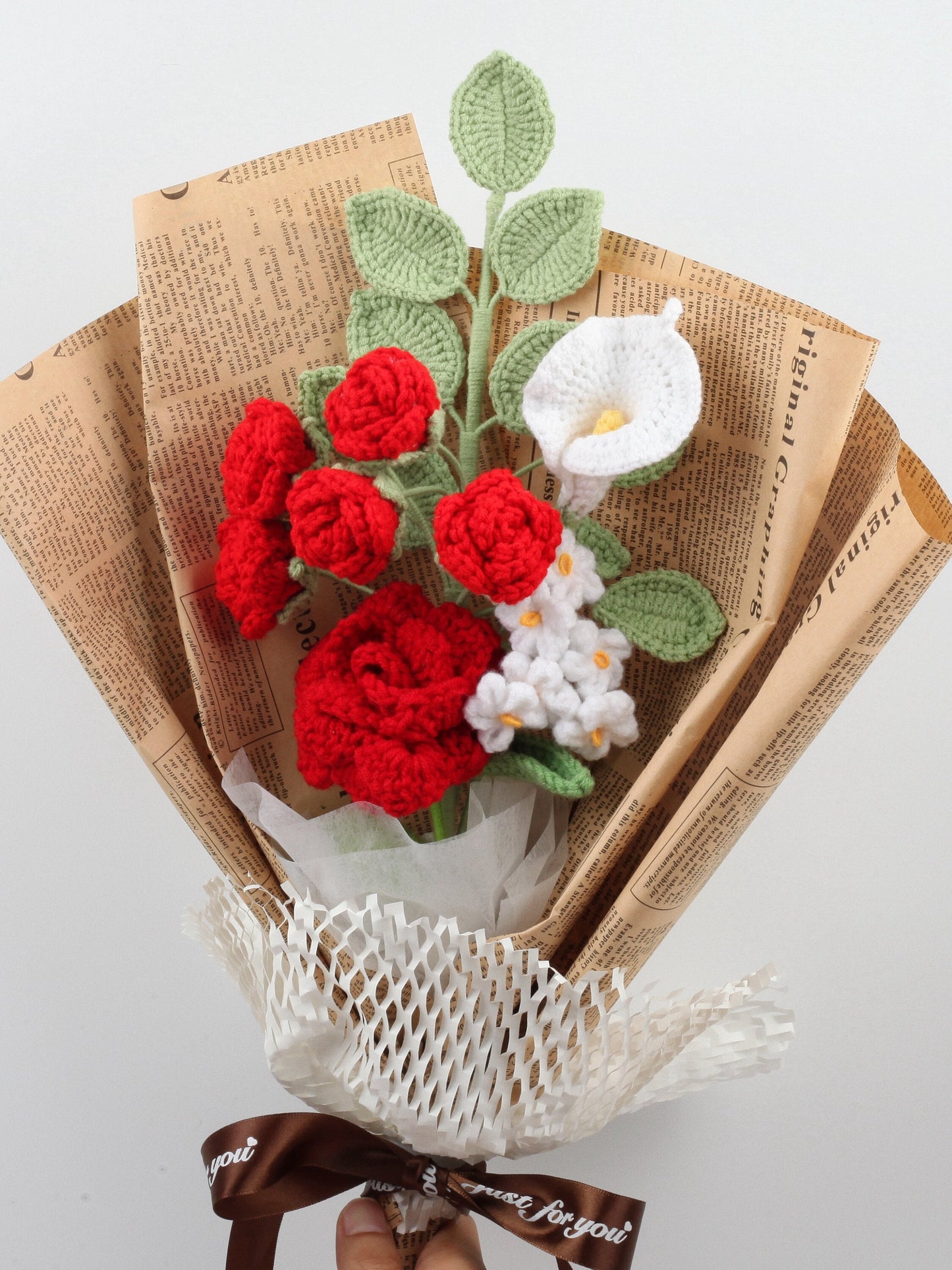 Handmade Crochet Rose Bouquet, Unique Floral Arrangement, Home Decor