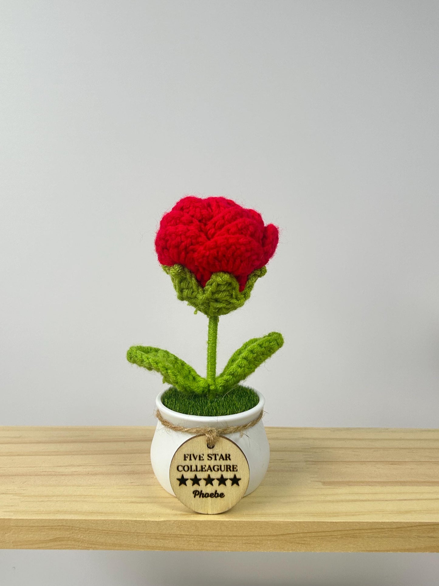 Crochet Flower Pot: Sunflower, Tulip - Desk Decor Gift