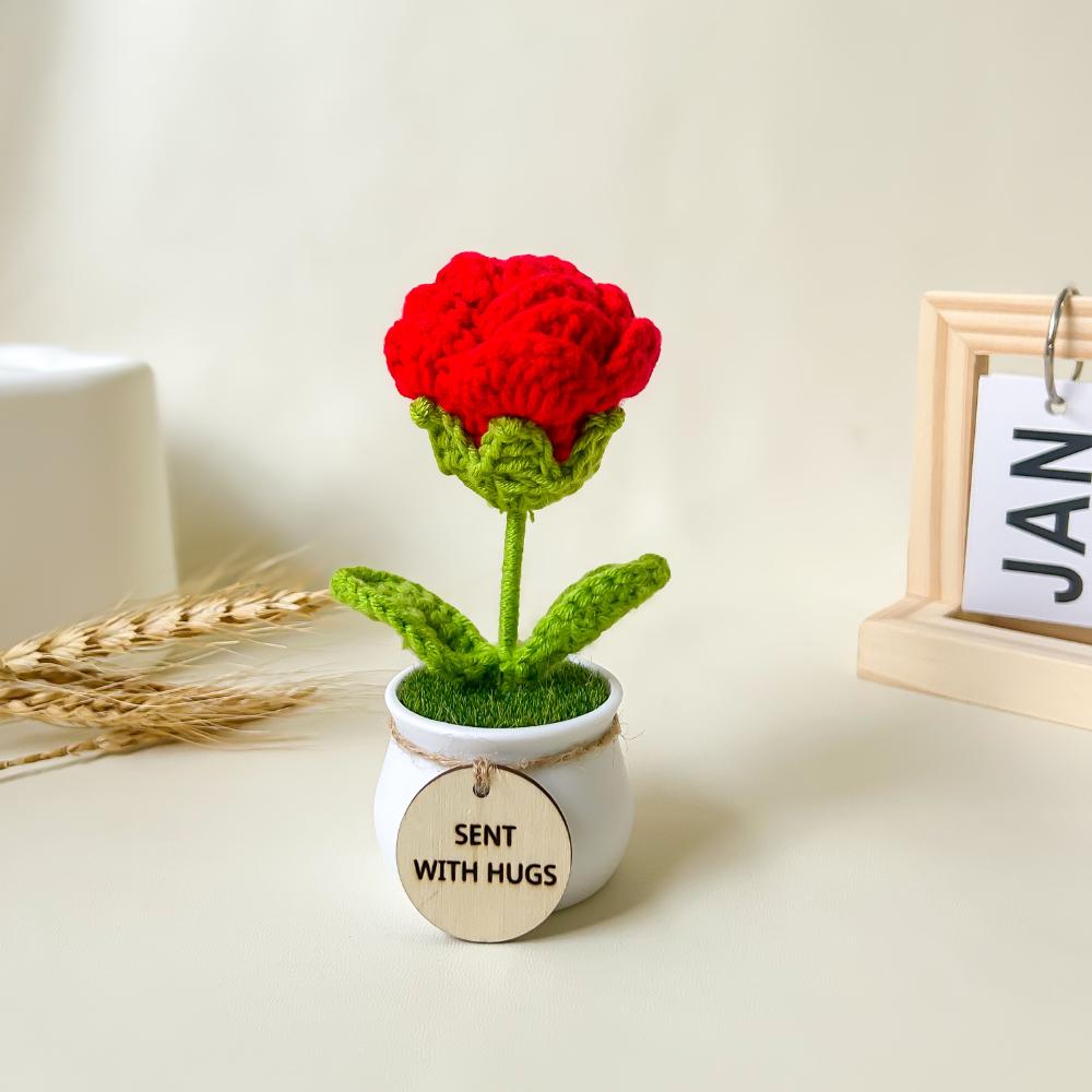 Handmade Crochet Flower Pot – Sunflower, Lily, Tulip Desk Decor