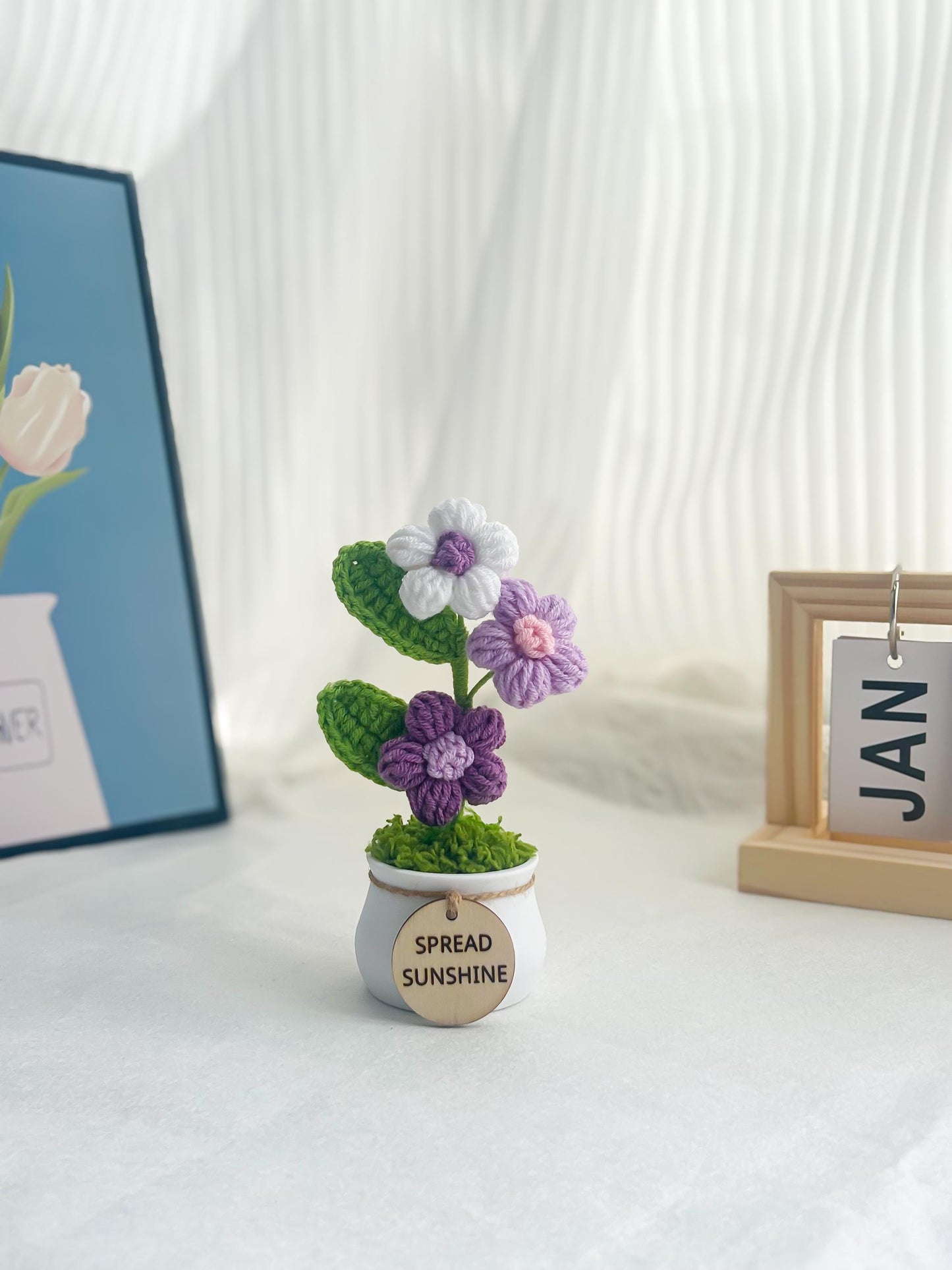 Handmade Crochet Flower Plant – Positive Affirmation Decor