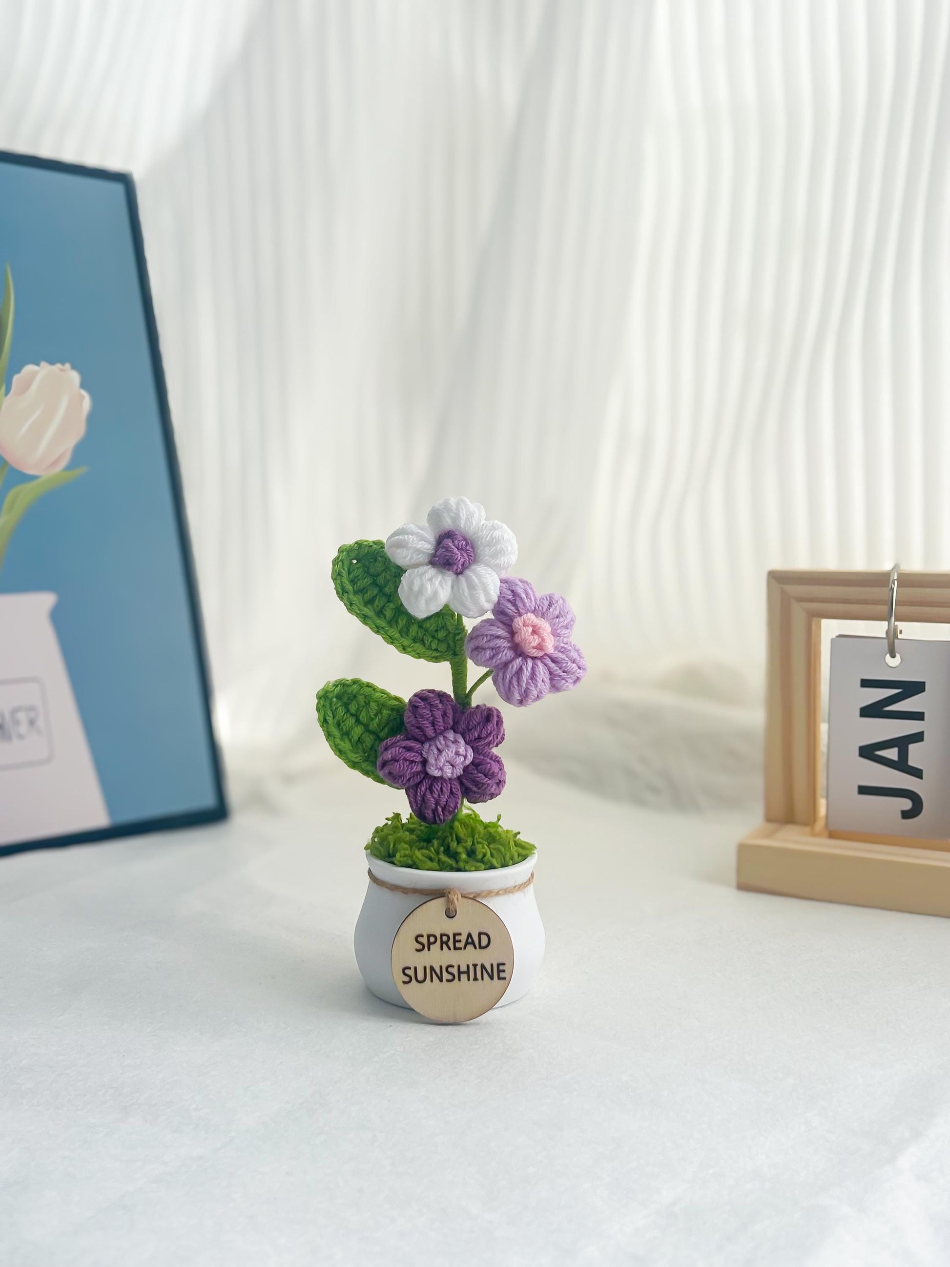 Handmade Crochet Flower Plant – Positive Affirmation Decor