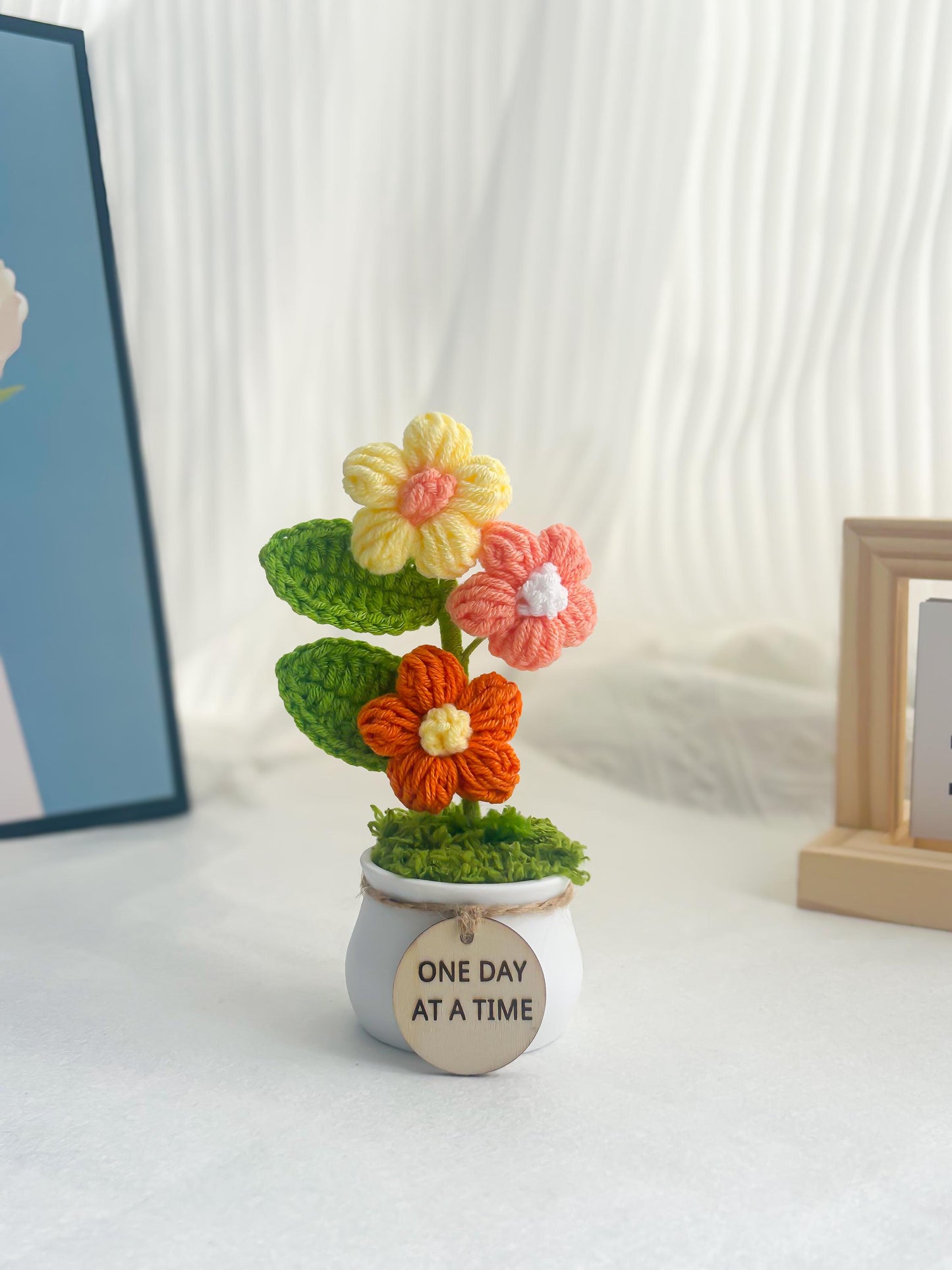 Handmade Crochet Flower Plant – Positive Affirmation Decor