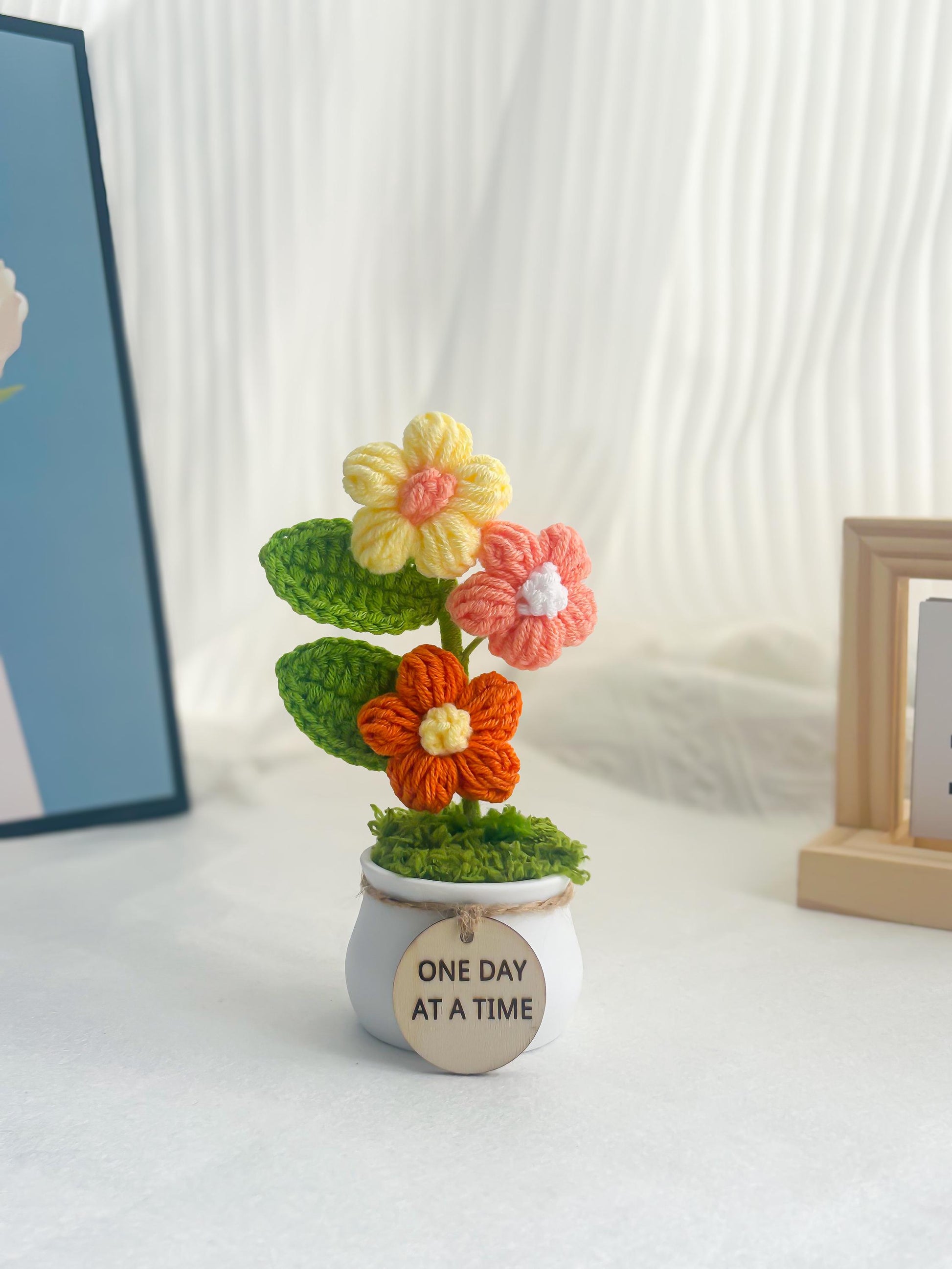 Handmade Crochet Flower Plant – Positive Affirmation Decor