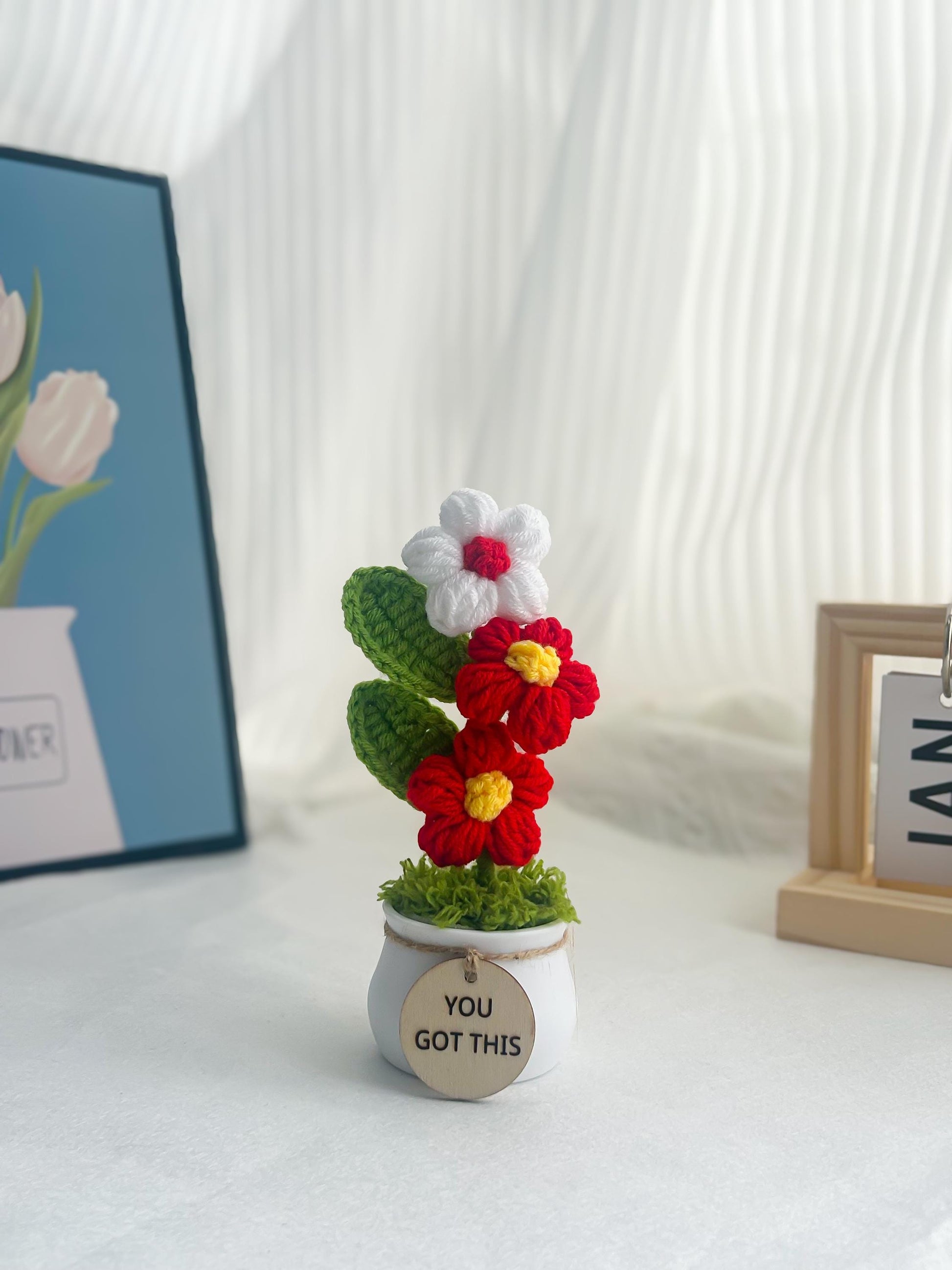 Handmade Crochet Flower Plant – Positive Affirmation Decor
