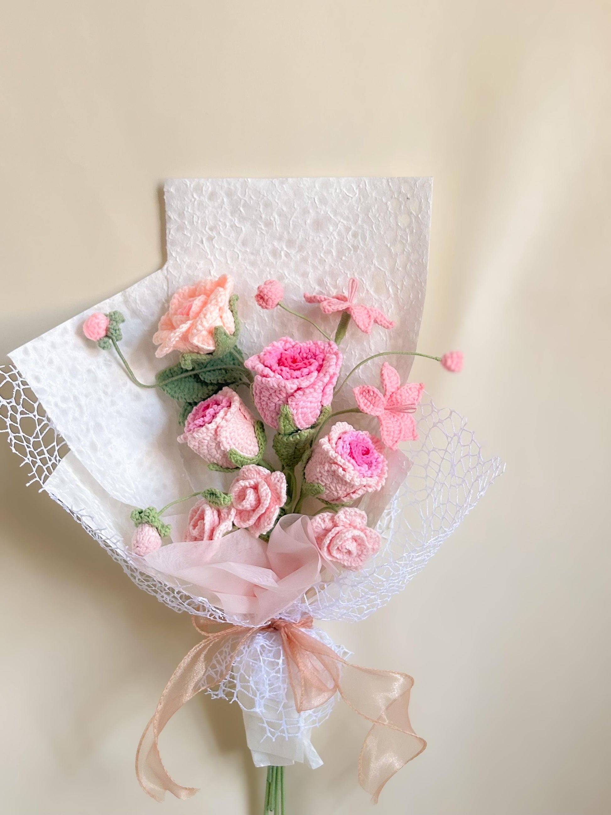 Handmade Crochet Rose Bouquet, Anniversary Gift
