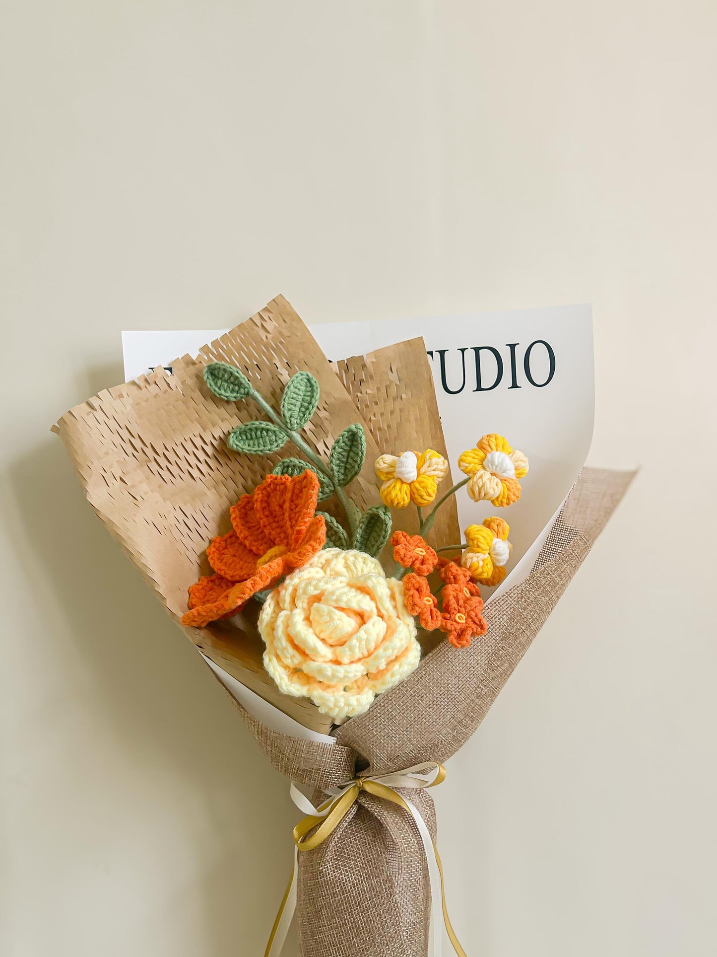 Handmade Crochet Flower Bouquet, Everlasting Floral Arrangement