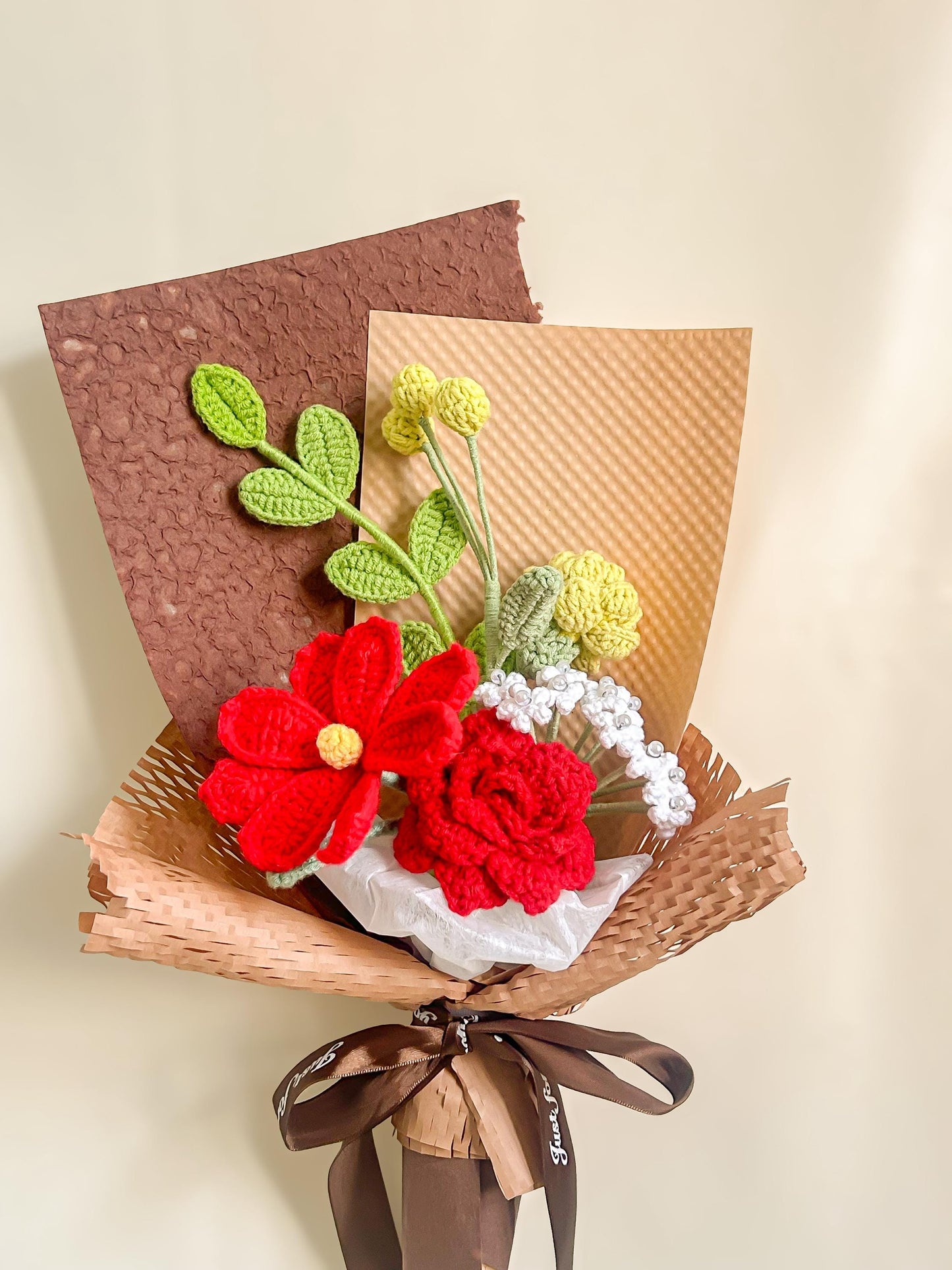 Handmade Crochet Flower Bouquet, Everlasting Floral Arrangement