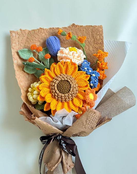 Crochet Flower Bouquet, Sunflower, Fall decor gift, Handmade Gift For Her, Birthday, Anniversary, Mother's day, Girlfriend, Grandma, Wife