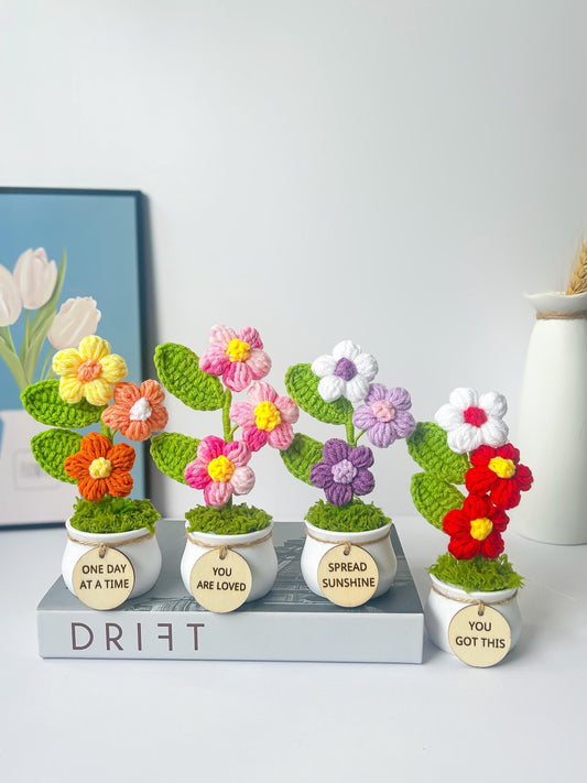 Handmade Crochet Flower Plant – Positive Affirmation Decor