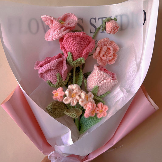 Handmade Crochet Rose Bouquet, Unique Floral Arrangement, Home Decor
