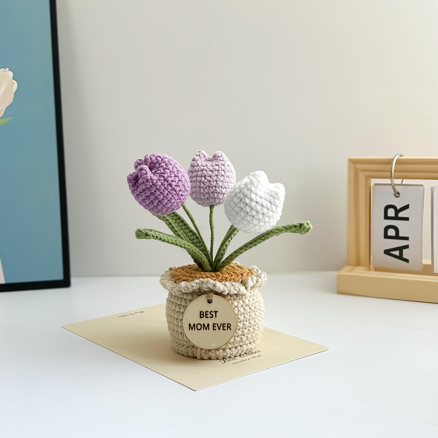 Handmade Crochet Tulip in Pot, Personalized Gift, Home Decor