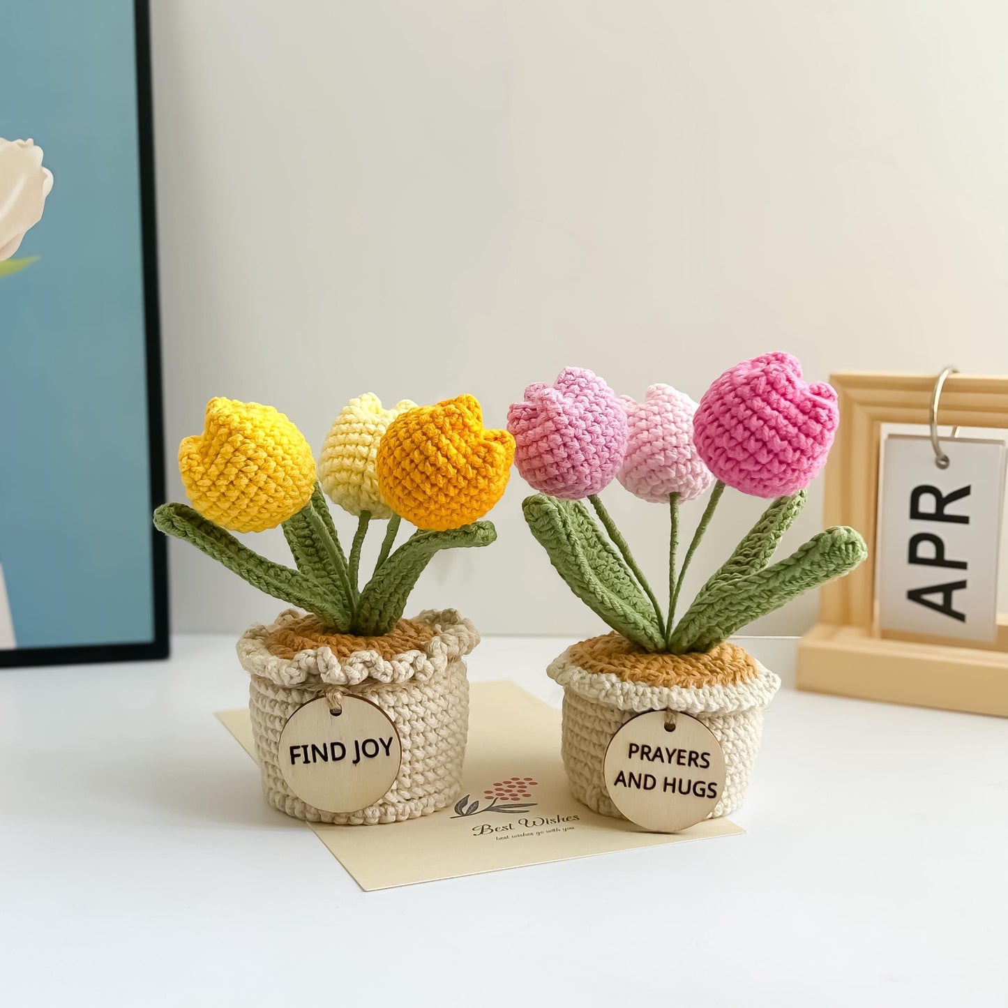 Handmade Crochet Tulip in Pot, Personalized Gift, Home Decor