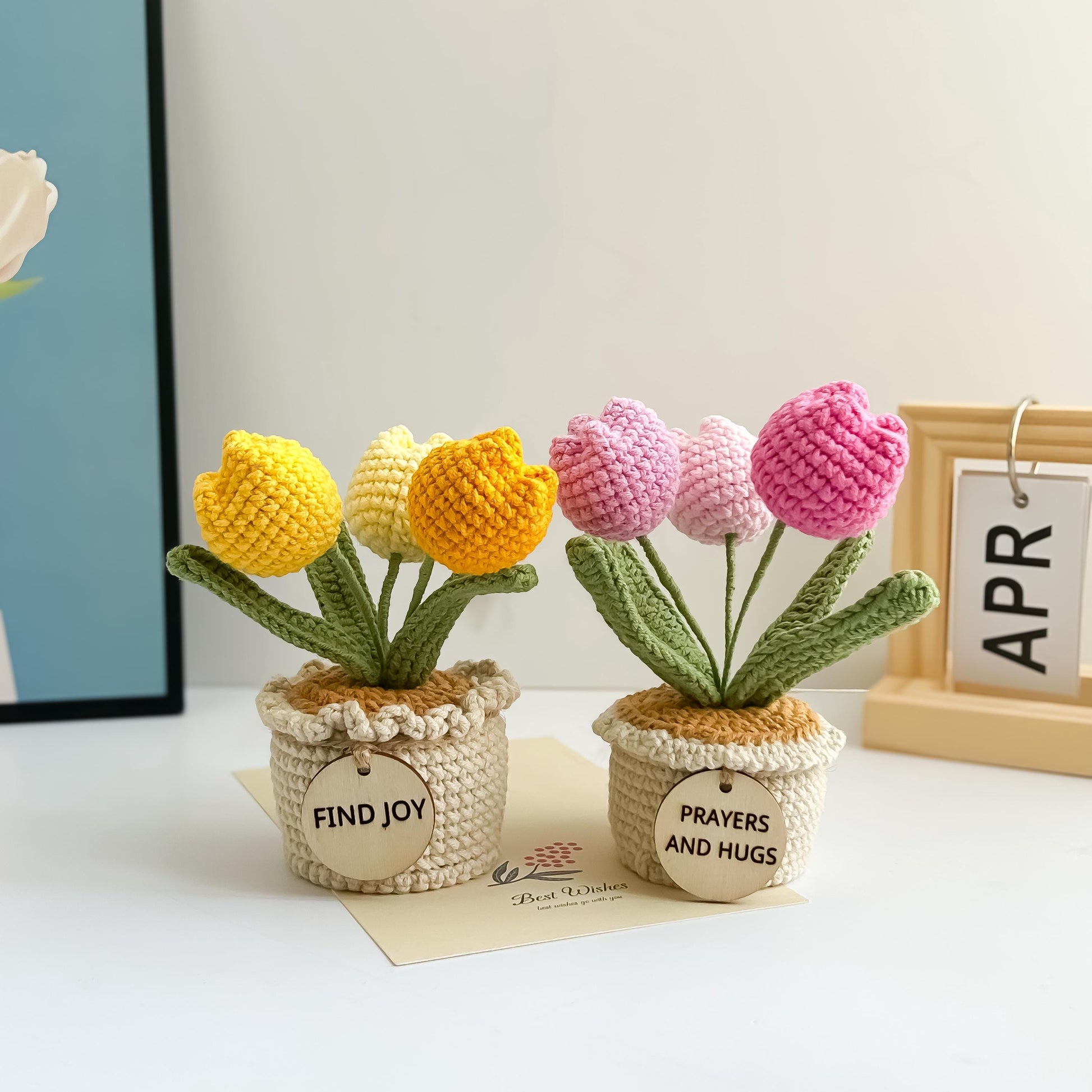 Handmade Crochet Tulip in Pot, Personalized Gift, Home Decor