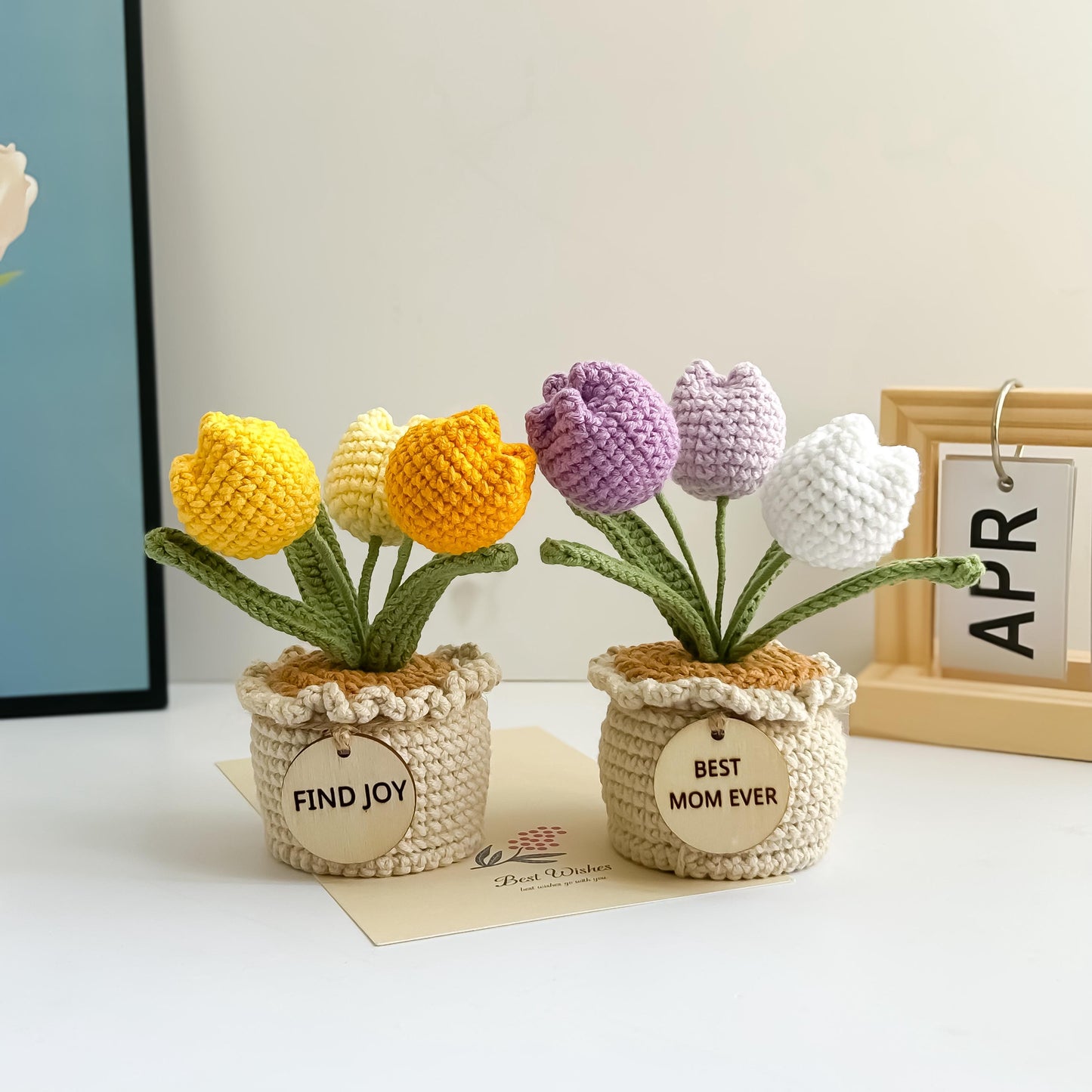 Handmade Crochet Tulip in Pot, Personalized Gift, Home Decor