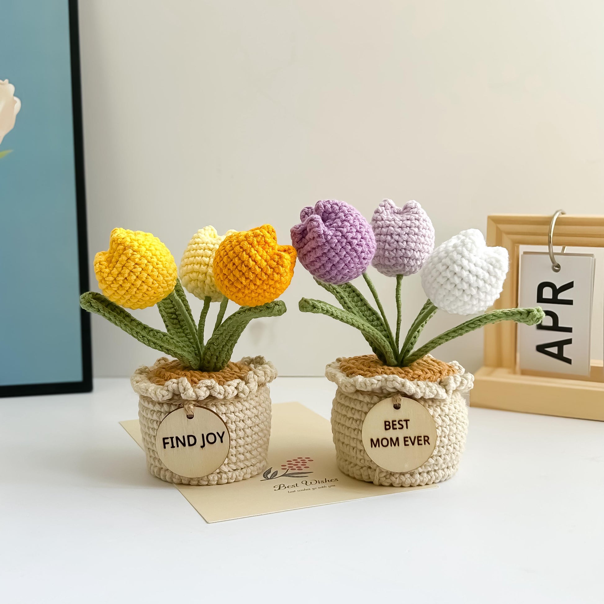 Handmade Crochet Tulip in Pot, Personalized Gift, Home Decor