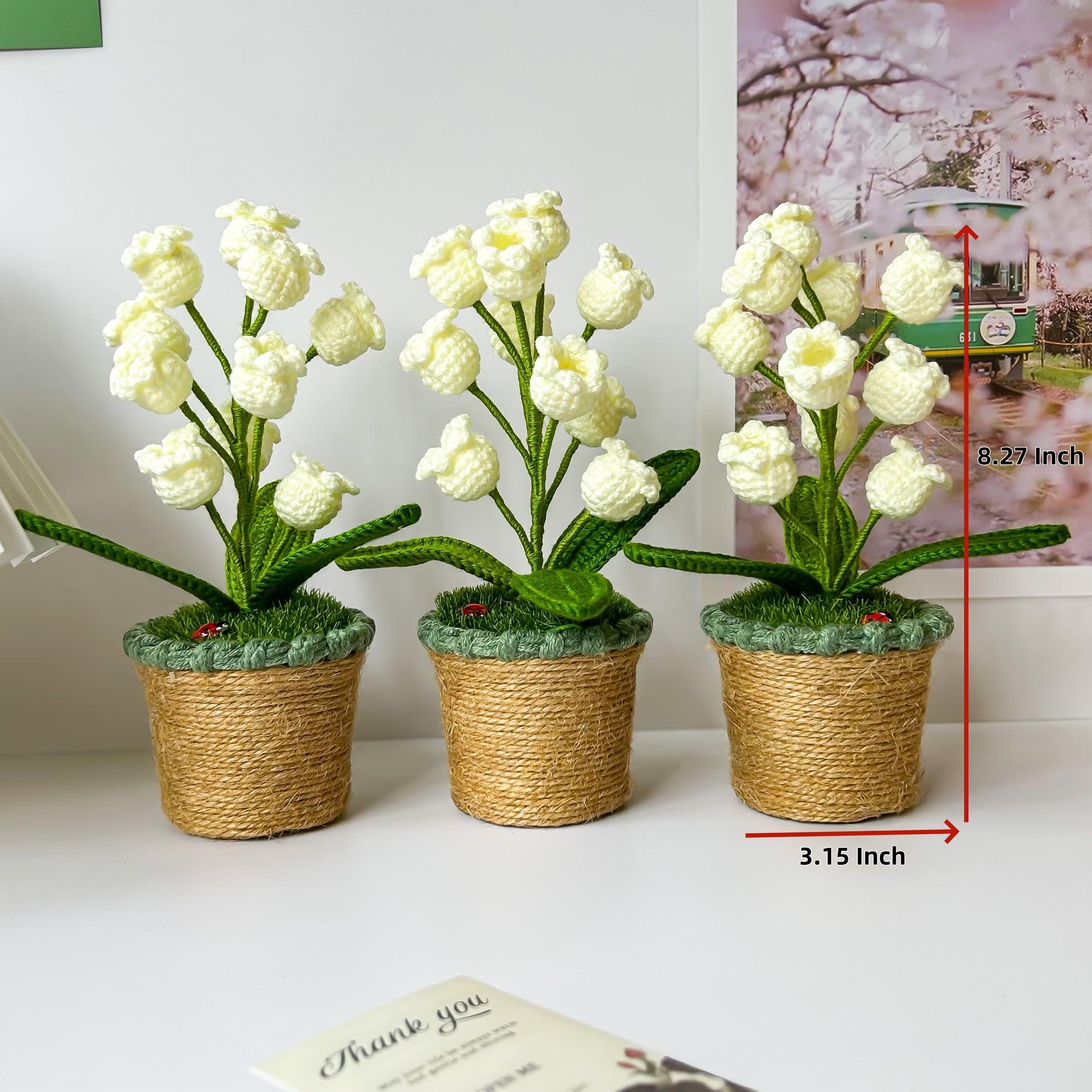 Crochet Lily of the Valley, Handmade Potted Plant Decor