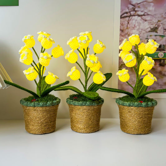 Crochet Lily of the Valley, Handmade Potted Plant Decor