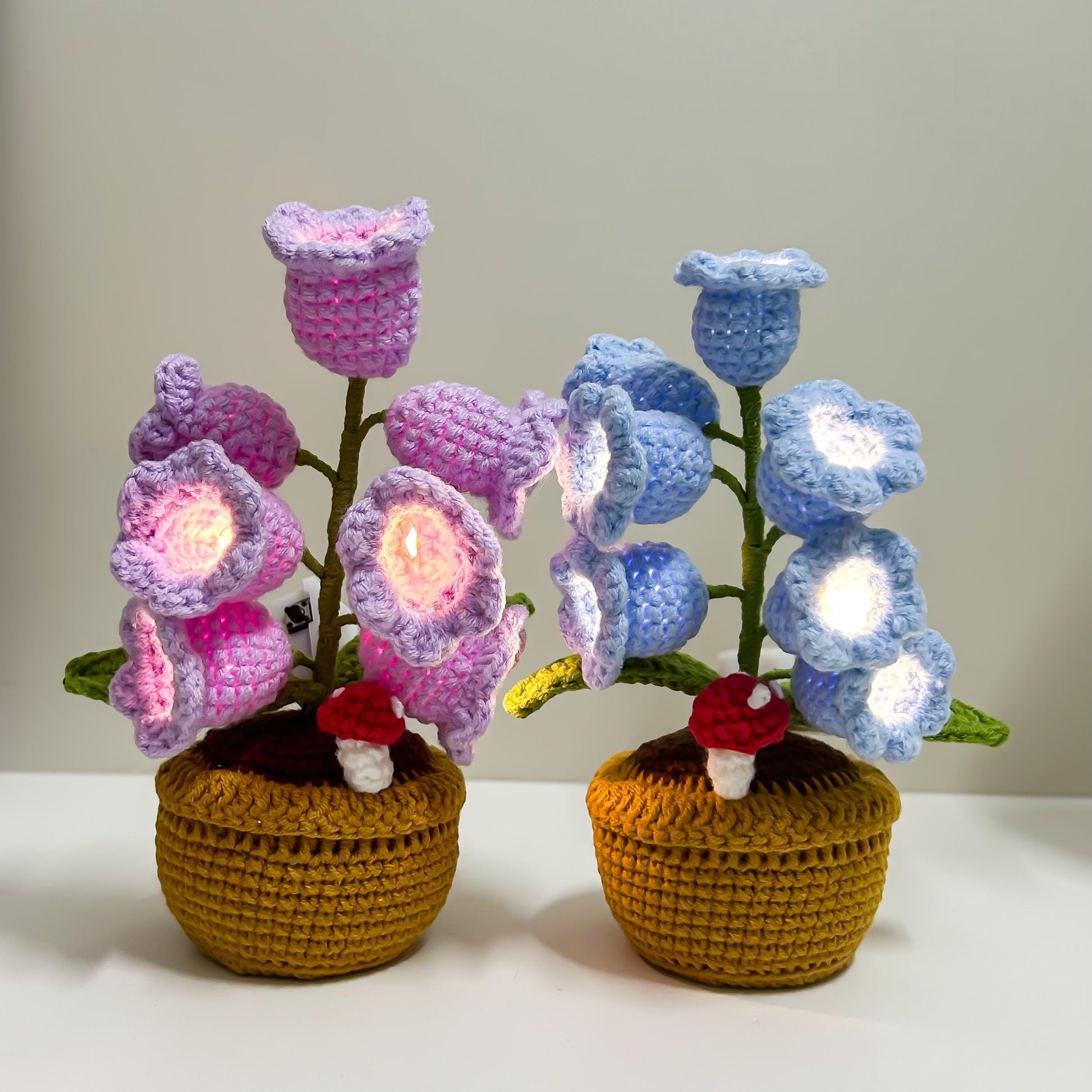 Crochet Lily of the Valley Lamp: Potted Flower Light, Home Decor