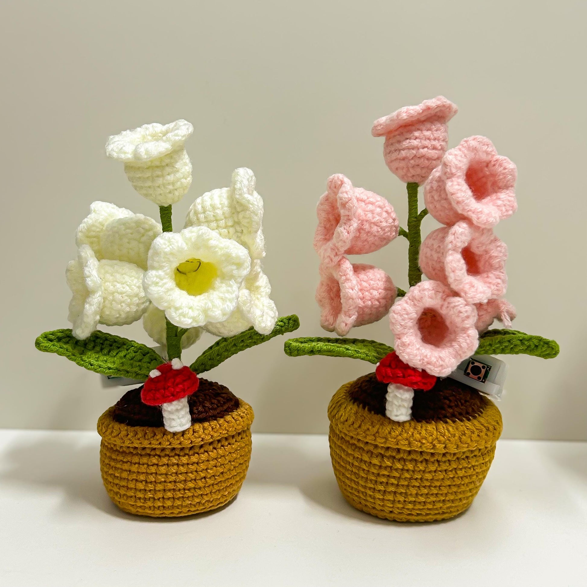 Crochet Lily of the Valley Lamp: Potted Flower Light, Home Decor