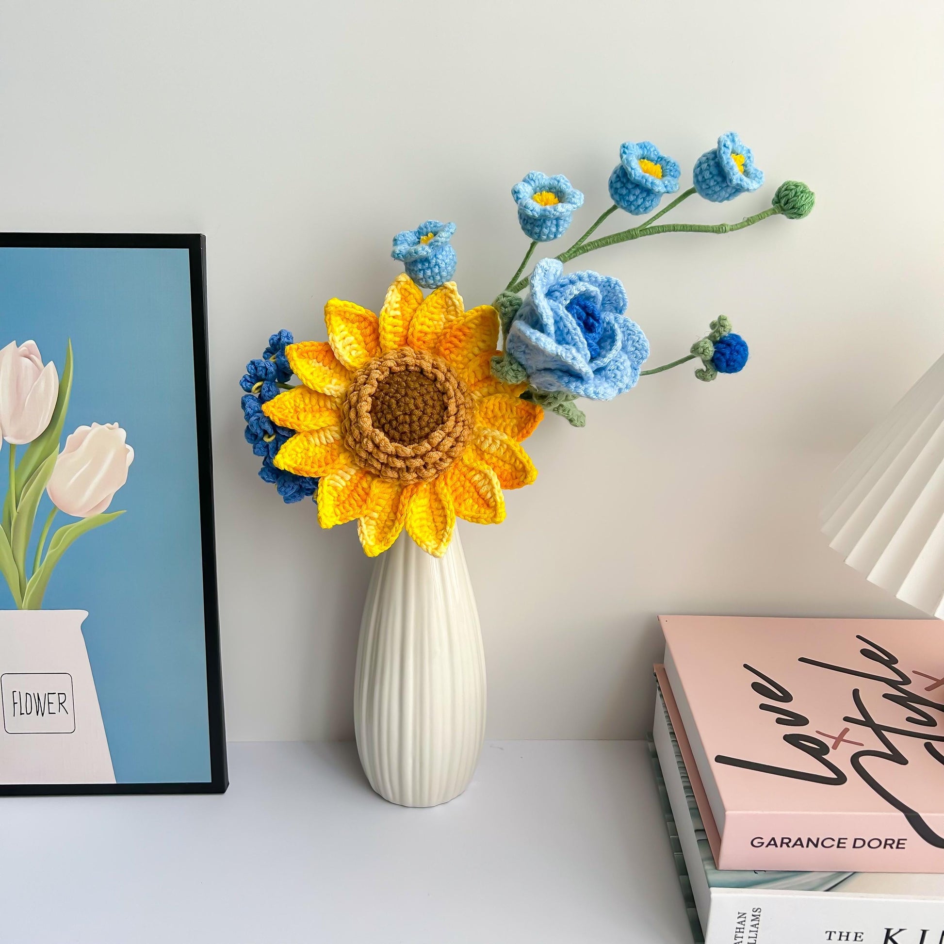 Crochet Sunflower Bouquet: Handmade Yarn Flowers, Home Decor Gift