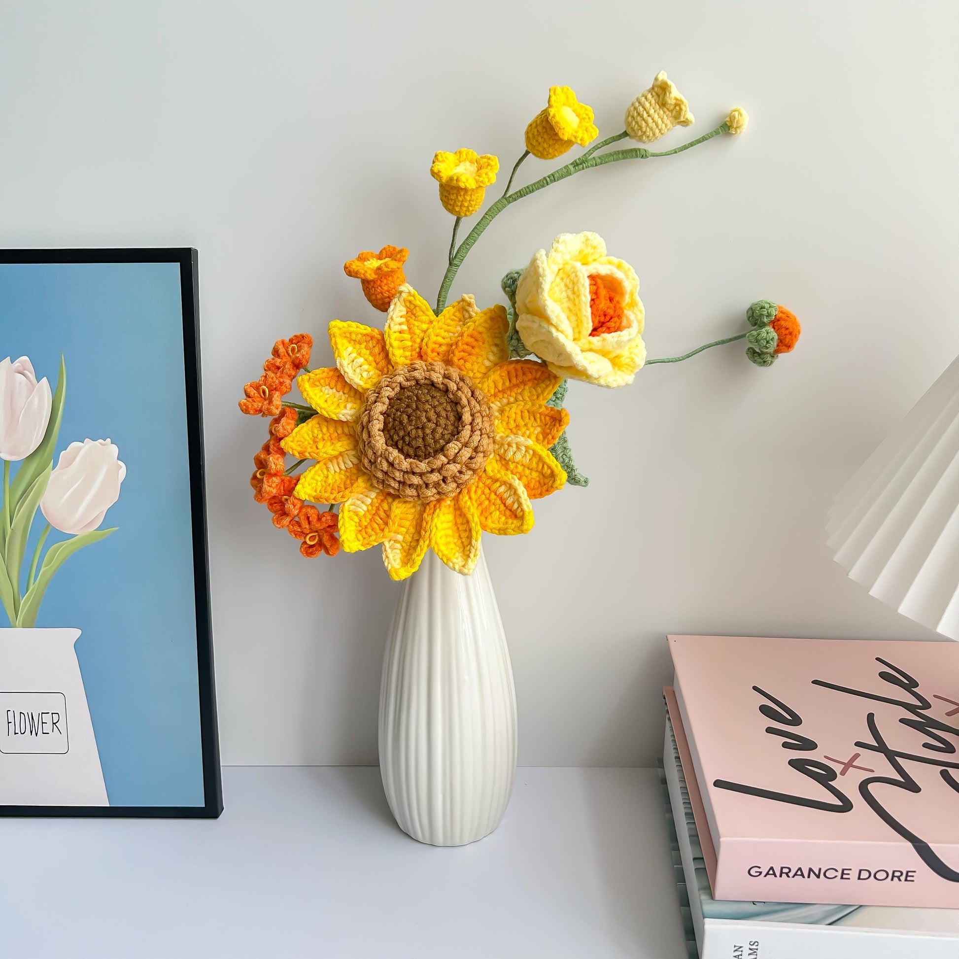 Crochet Sunflower Bouquet: Handmade Yarn Flowers, Home Decor Gift