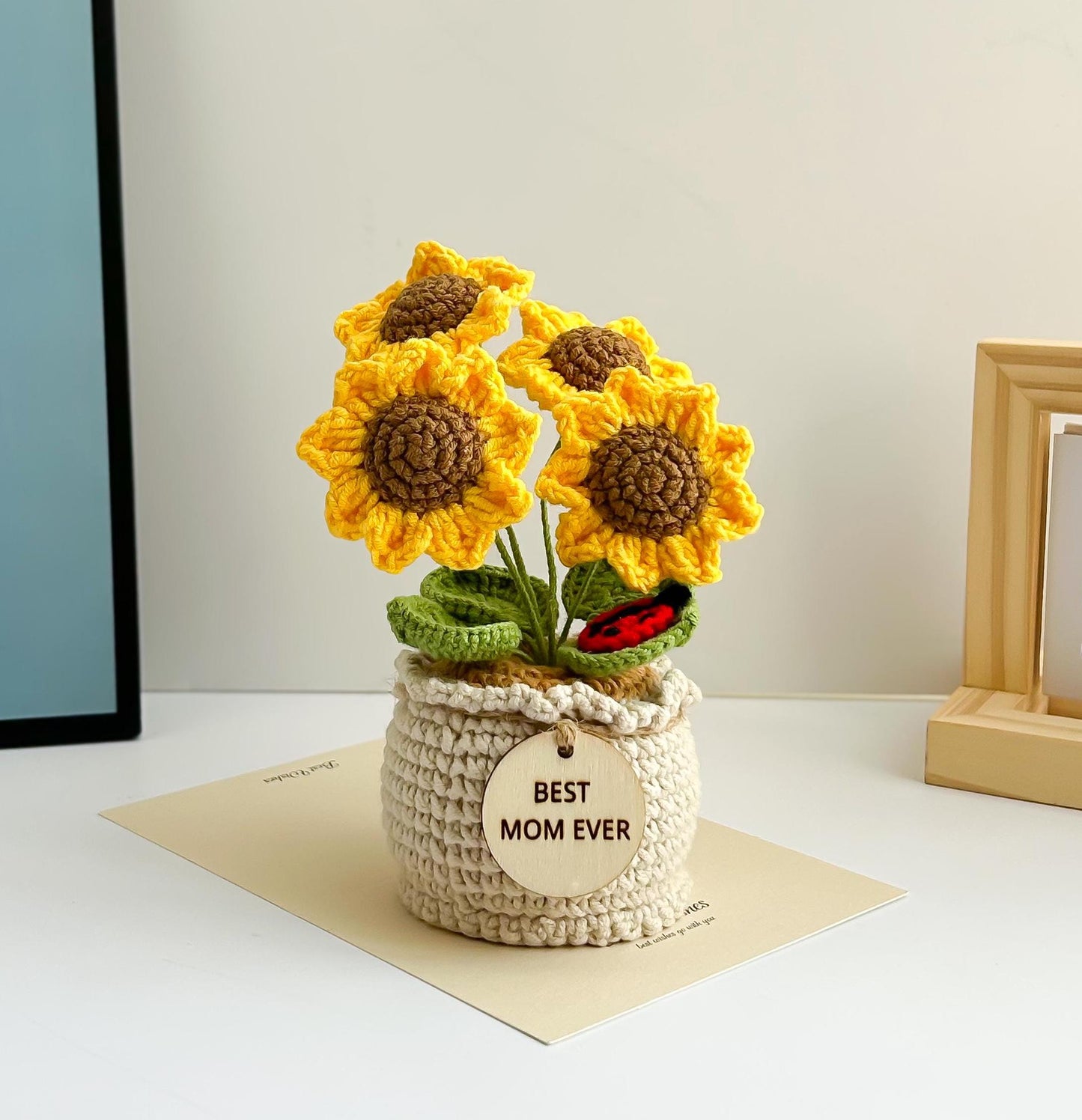 Handmade Crochet Sunflower in Pot: Personalized Get Well Gift