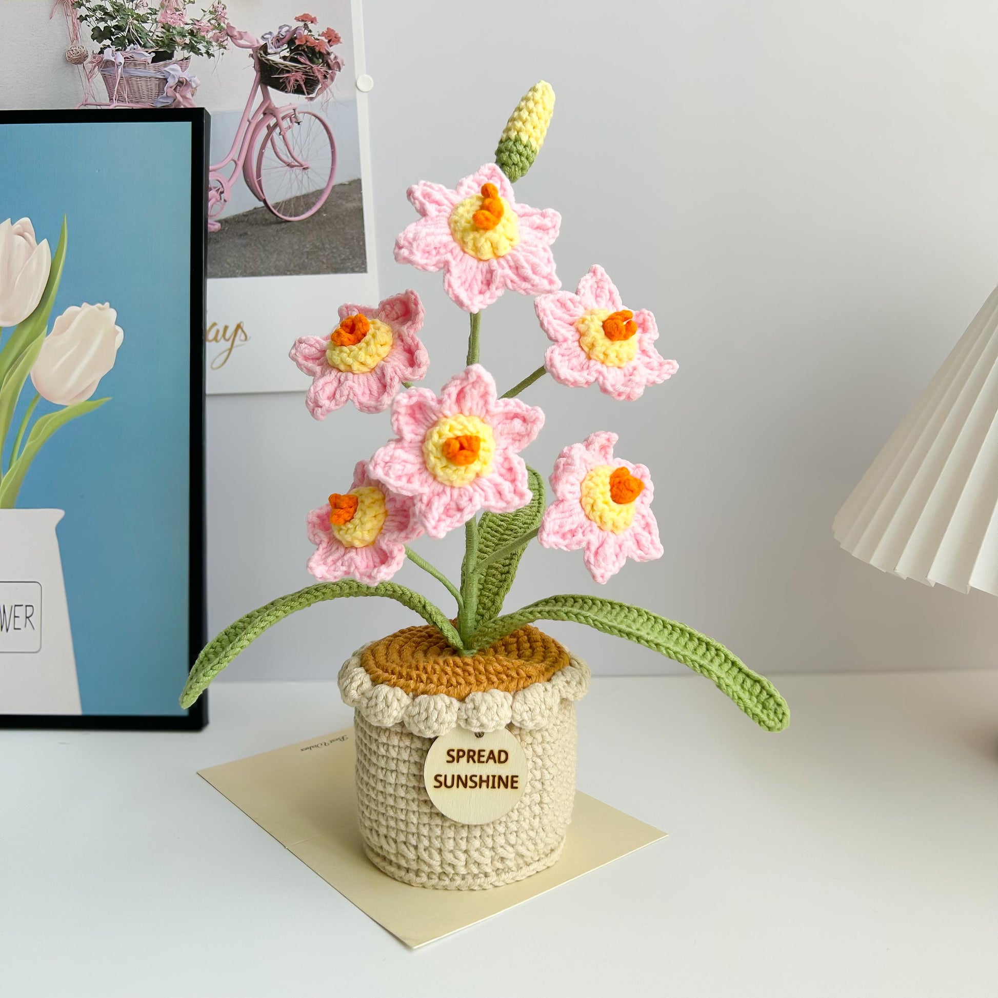 Crochet Flowers in Pot: Handmade Rose, Sunflower, Lily of the Valley