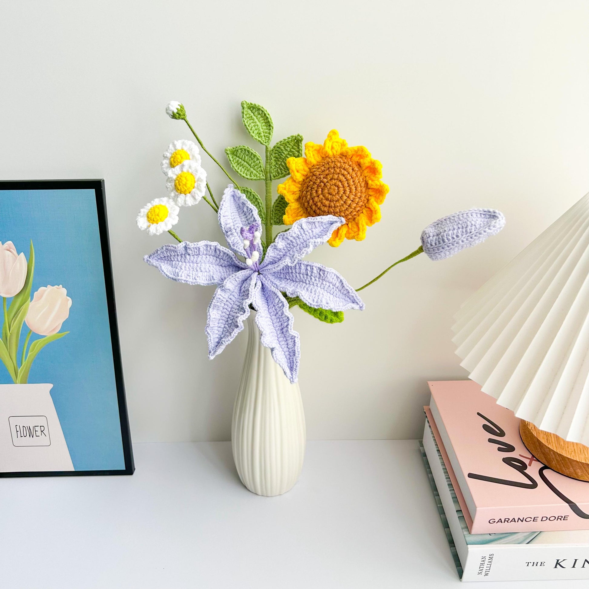 Crochet Lily Bouquet: Handmade Yarn Flowers, Home Decor Gift