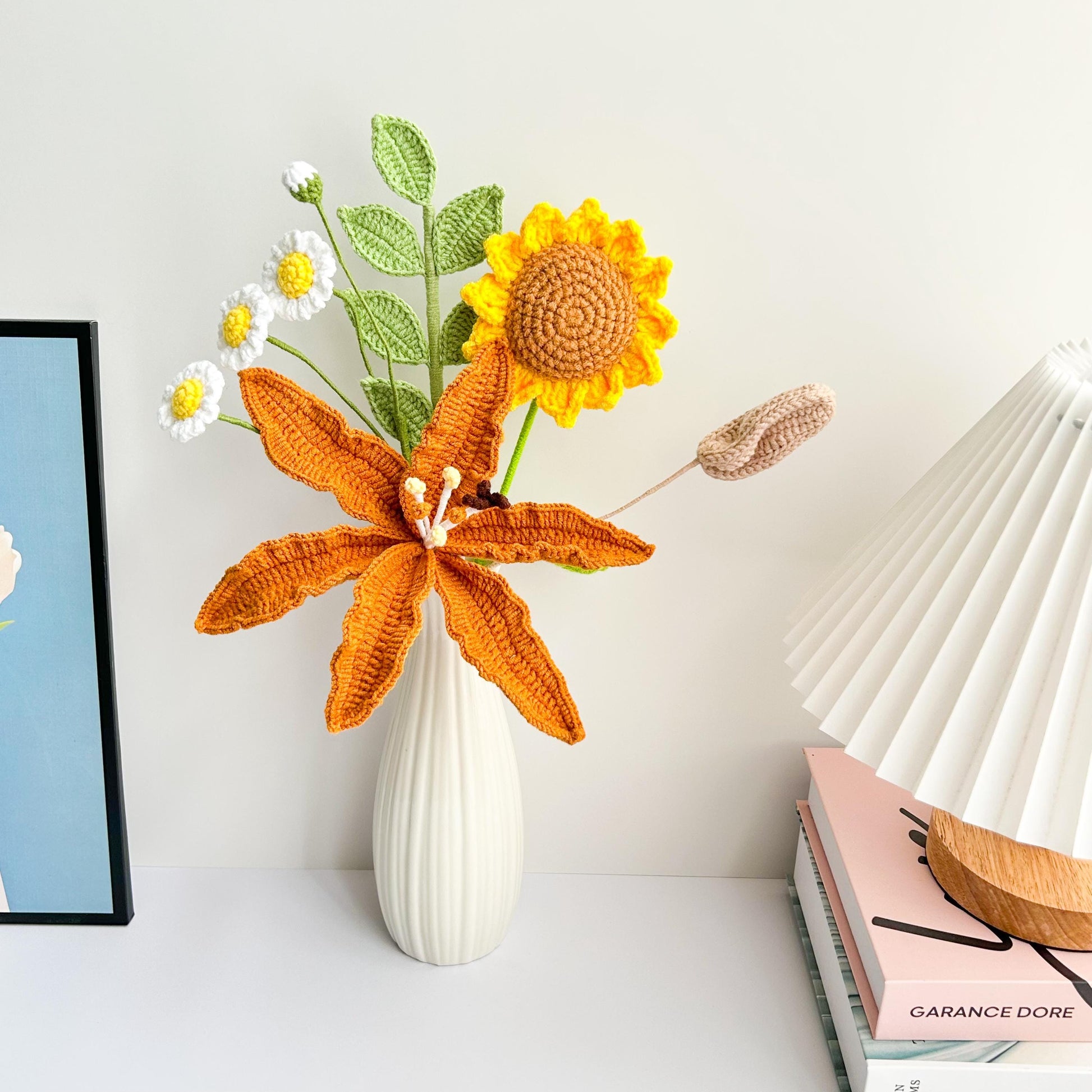 Crochet Lily Bouquet: Handmade Yarn Flowers, Home Decor Gift