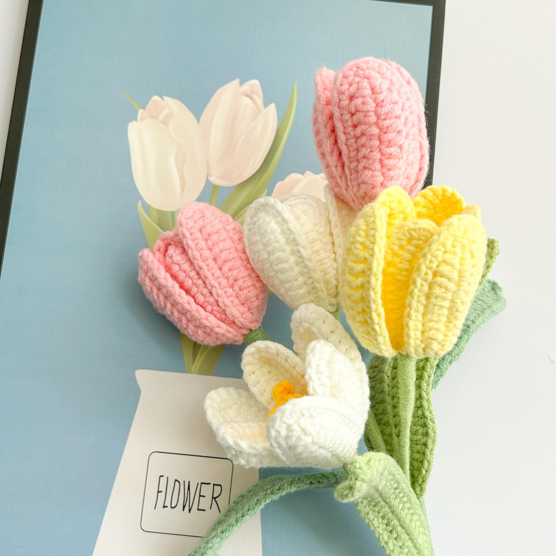 Crochet Tulip Flower Bouquet: Handmade Home Decor Gift