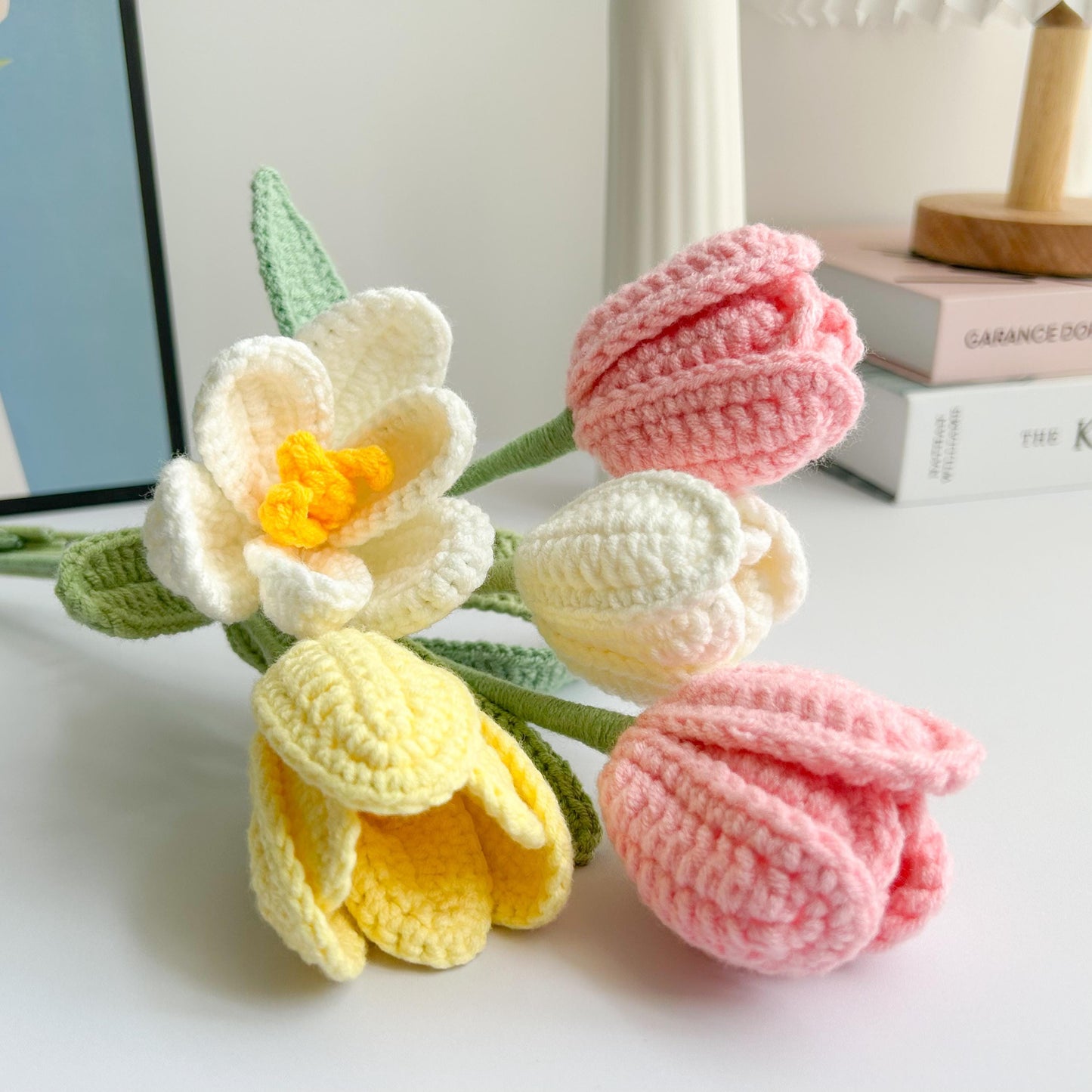 Crochet Tulip Flower Bouquet: Handmade Home Decor Gift