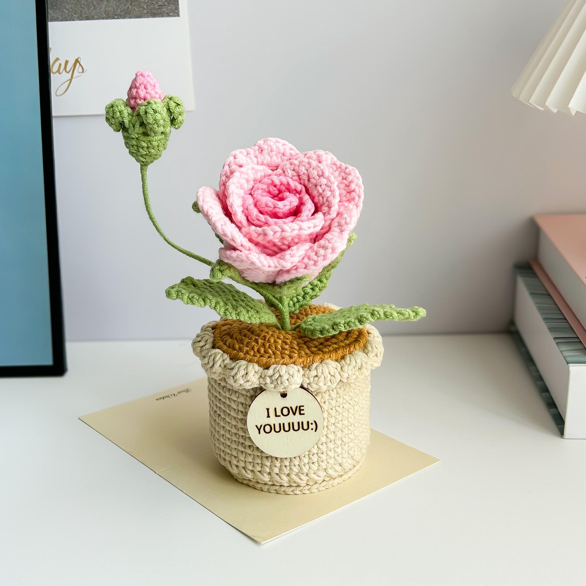 Crochet Flowers in Pot: Handmade Rose, Sunflower, Lily of the Valley