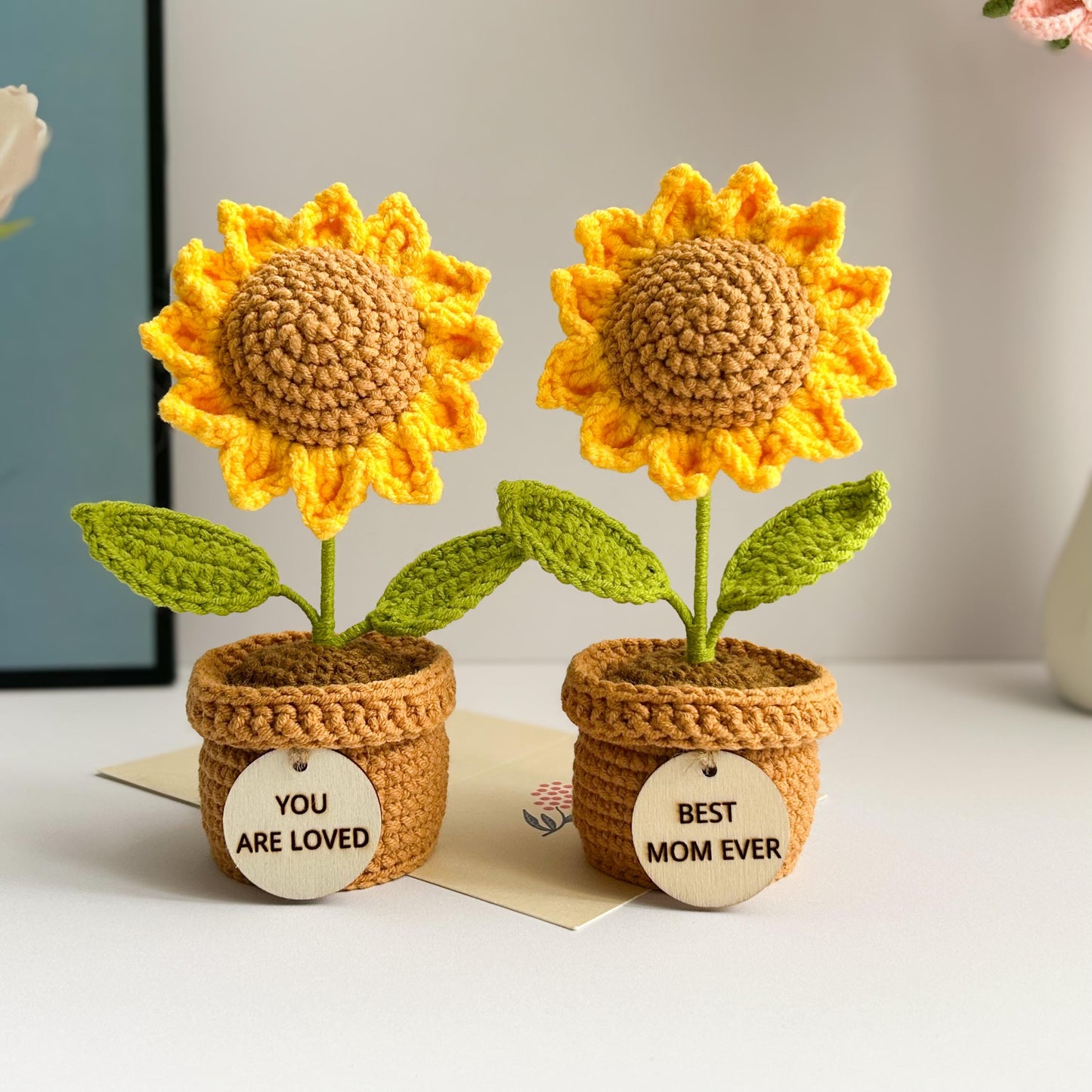 Crochet Sunflower, Personalized Get Well Soon Gift, Sending Hugs