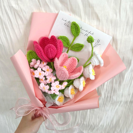 Crochet Tulip Flower Bouquet,Handmade Crochet Tulip,Lily Bouquet,Birthday,Anniversary,Wedding,Gift For Girlfriend,Wife,Friend,Mom,Lover,Dad