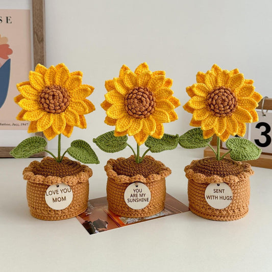 Crochet Sunflower Plant, Sunflower in Pot,  Home Decor, Encouragement Daily Positive Affirmations, Birthday, Christmas Gift, Gift for Her