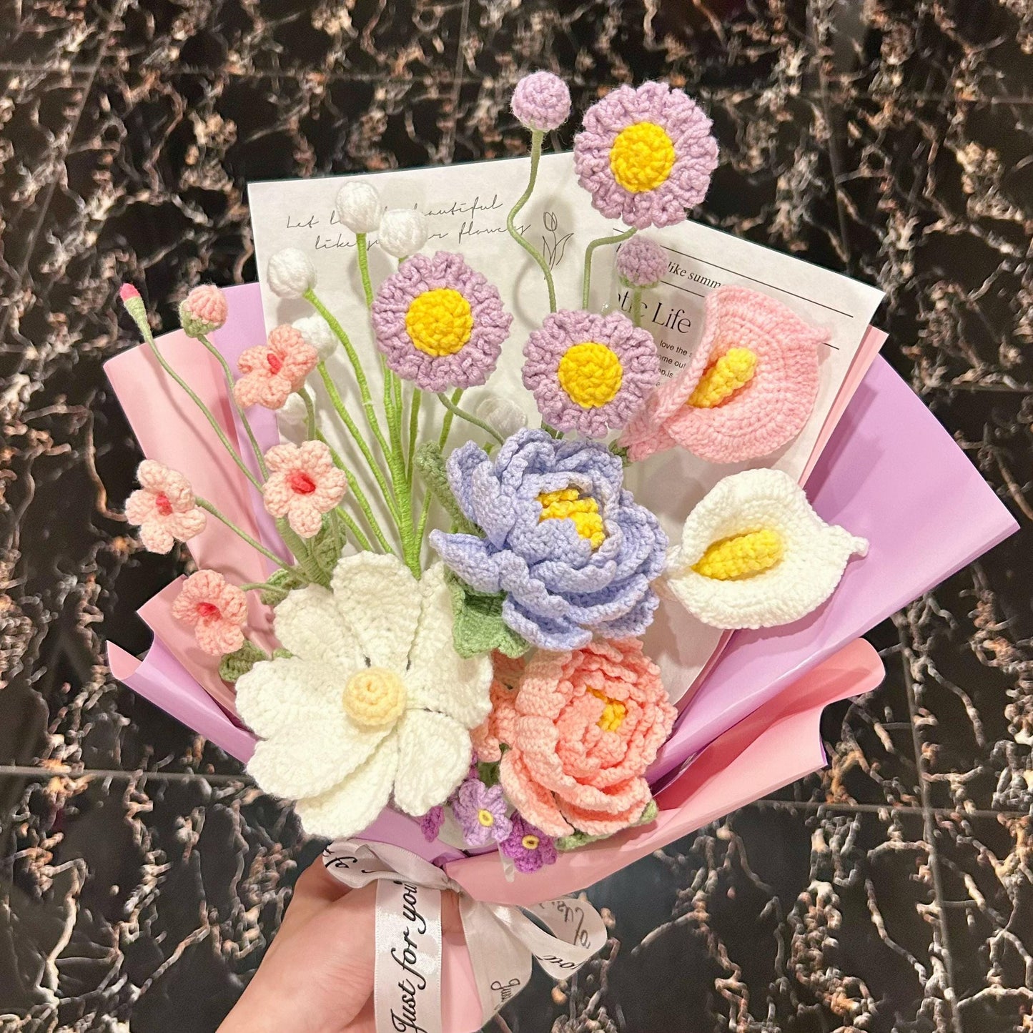 Crochet Flowers Bouquet,Tulip,Daisy,Rose,Peony Bouquet,Anniversary,Birthday,Housewarming,Congratulate,Gifts For Girlfriend,Wife,Mom,Sisters