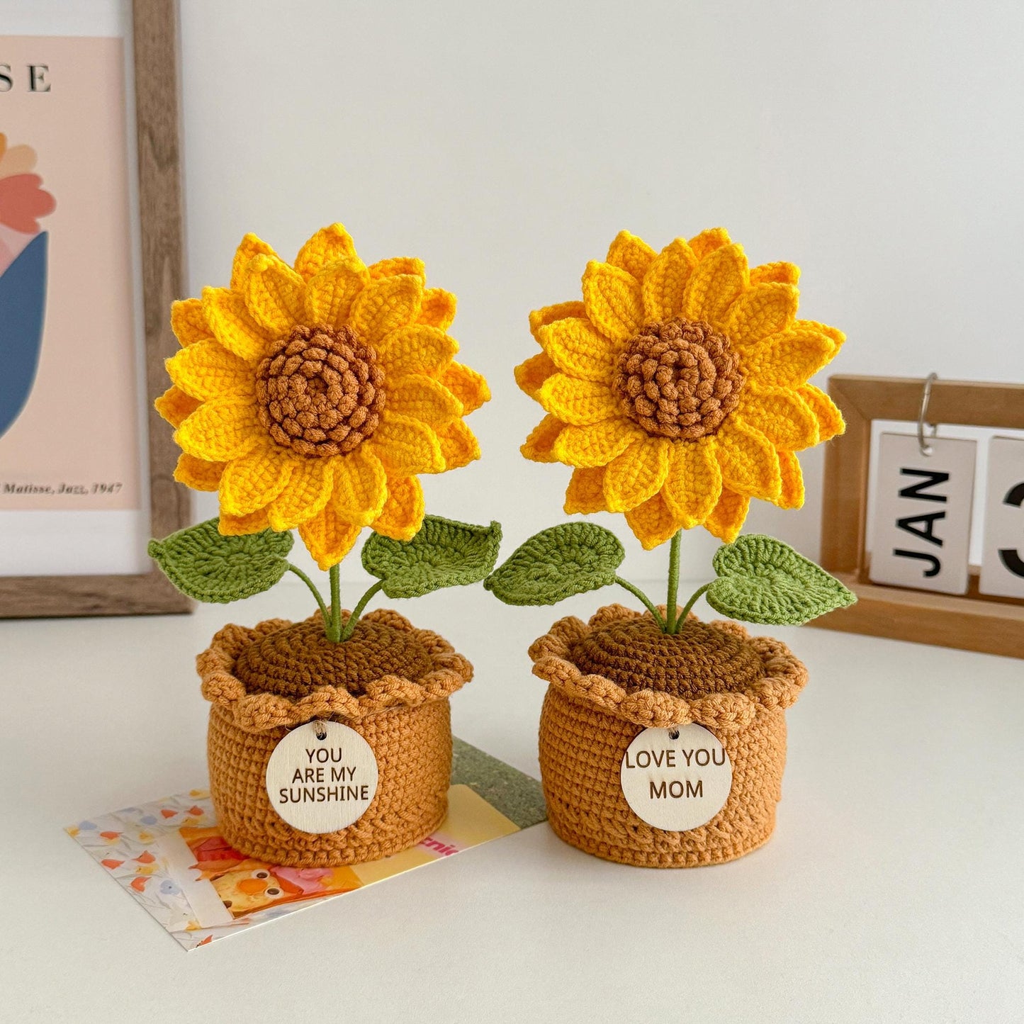 Crochet Sunflower Gift, Personalized Get Well Soon Cheer Up Present