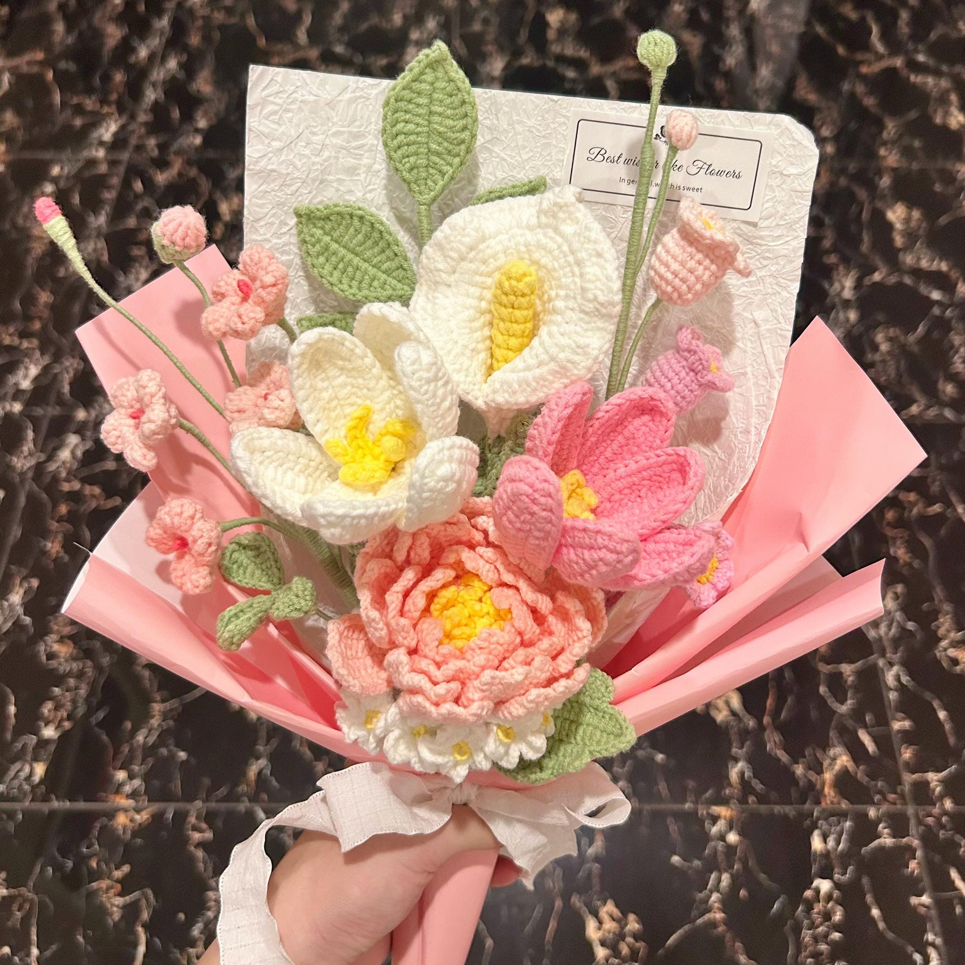 Crochet Flowers Bouquet,Tulip,Daisy,Rose,Peony Bouquet,Anniversary,Birthday,Housewarming,Congratulate,Gifts For Girlfriend,Wife,Mom,Sisters