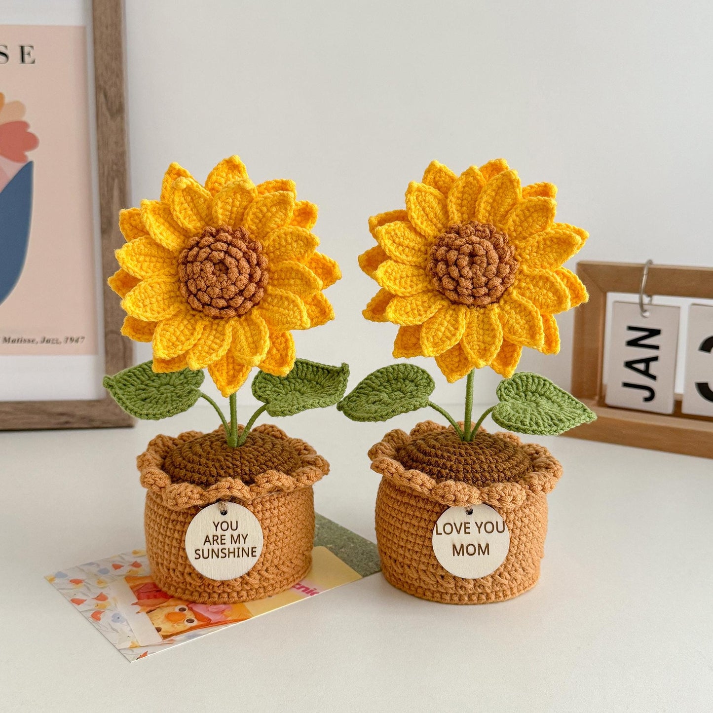 Crochet Sunflower, Personalized Get Well Soon Gift, Sending Hugs