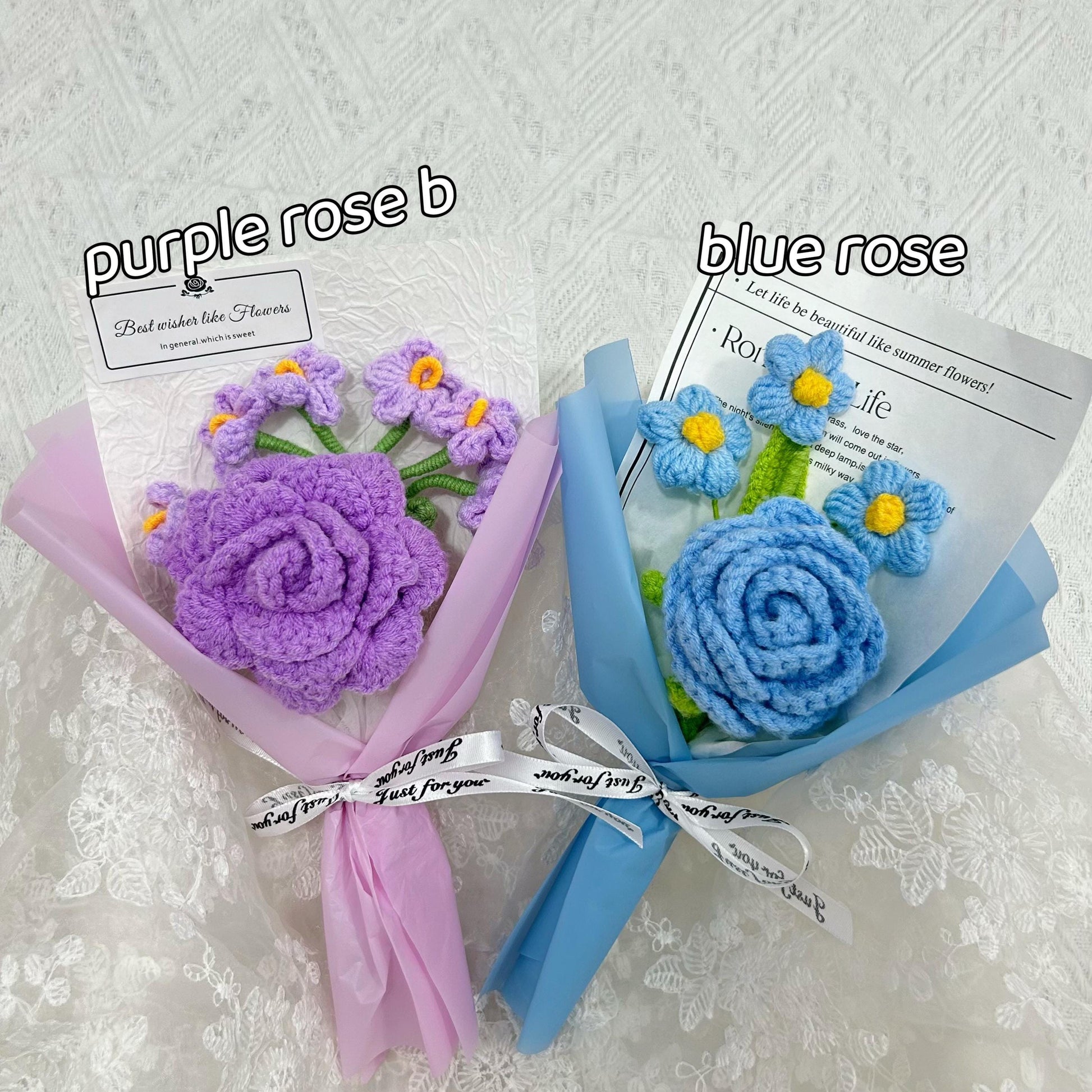 Crochet Rose Flowers Bouquet,Handmade Finished Bouquet,Wedding Bridesmaids Bouquet,Birthday,Anniversary gifts For Girlfriend,Grandparents