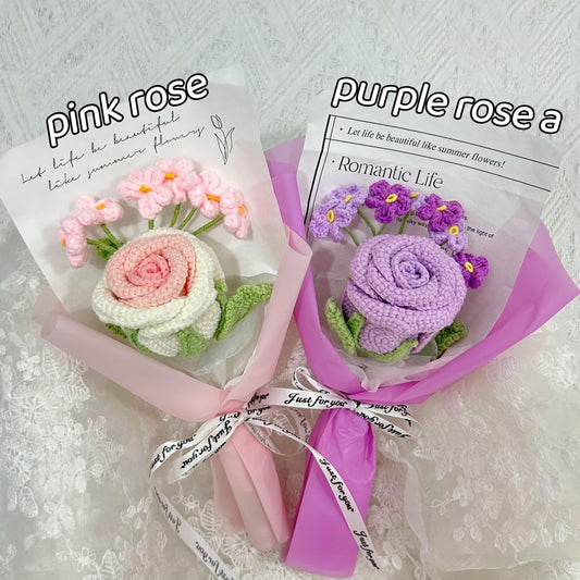 Crochet Rose Flowers Bouquet,Handmade Finished Bouquet,Wedding Bridesmaids Bouquet,Birthday,Anniversary gifts For Girlfriend,Grandparents