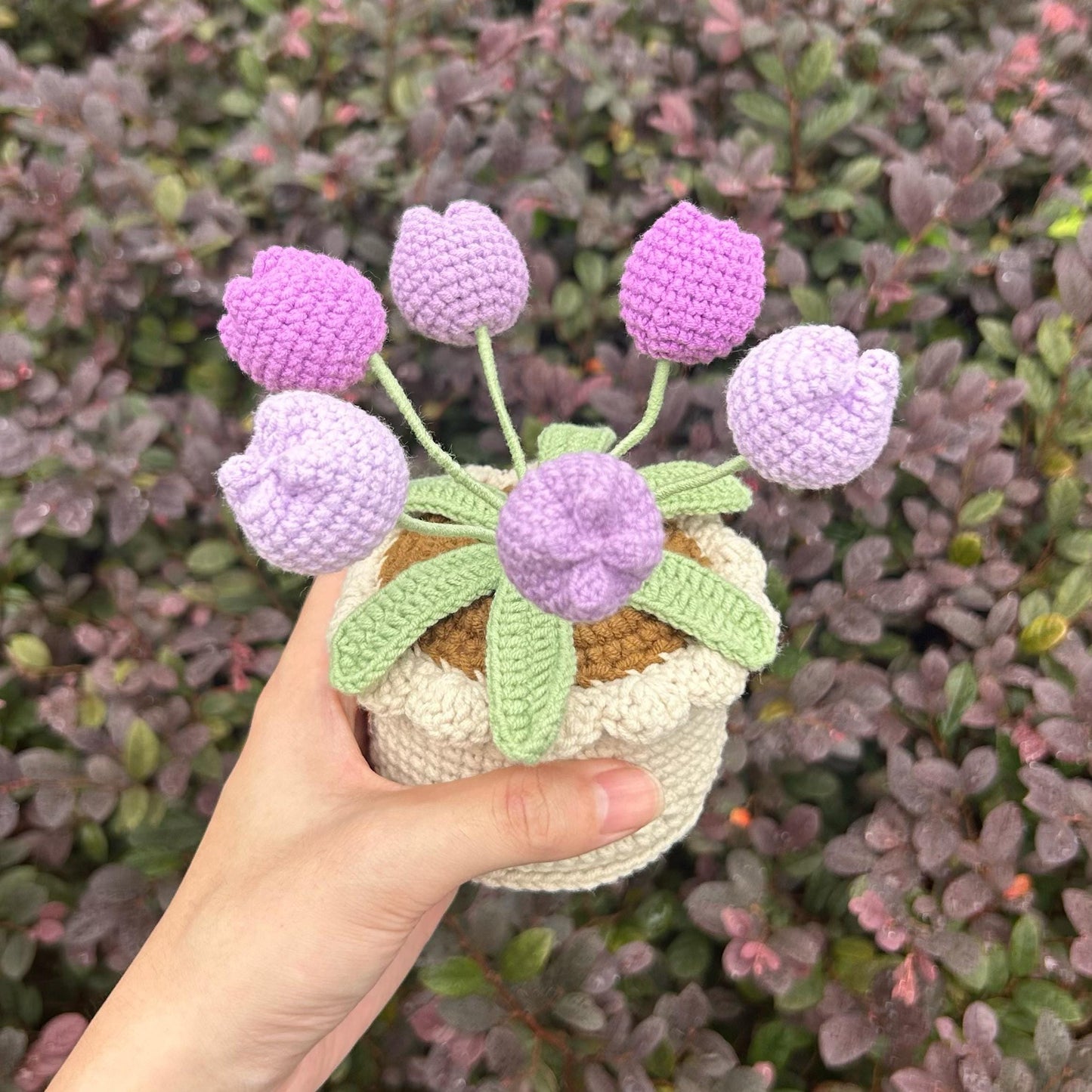 Crochet Tulips In Pot,Home Office Plant,Handmade Crochet Tulip Flower,Unique Home Accent,Potted Plant,Botanical Art,Small Plant Gift For Her