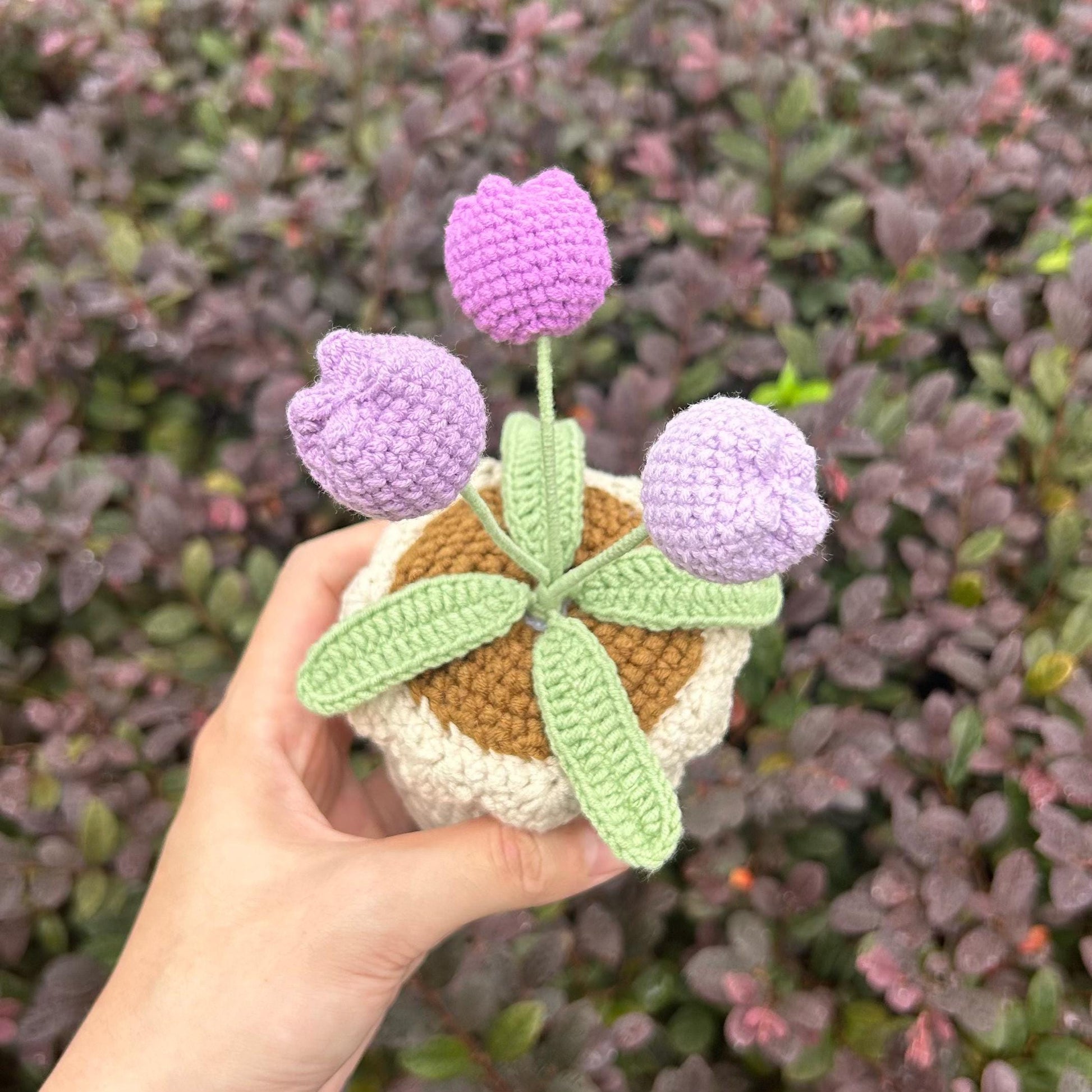 Crochet Tulips In Pot,Home Office Plant,Handmade Crochet Tulip Flower,Unique Home Accent,Potted Plant,Botanical Art,Small Plant Gift For Her