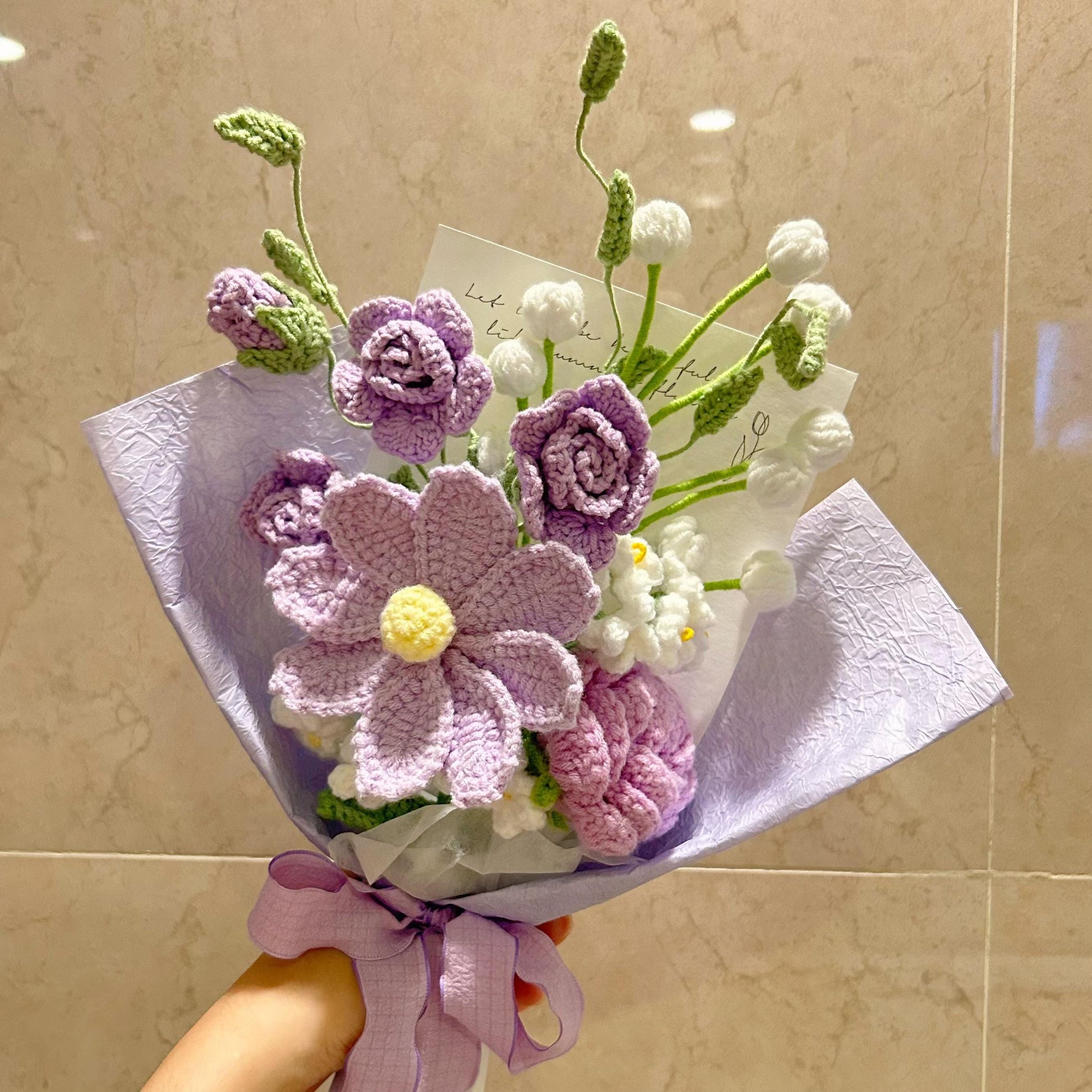 Crochet Flowers Bouquet,Handmade Rose,Tuilp Flower,Blue,Purple,Orange, Birthday,Wedding,Anniversary,Gift,Gift For Girlfriend,Teacher,Student