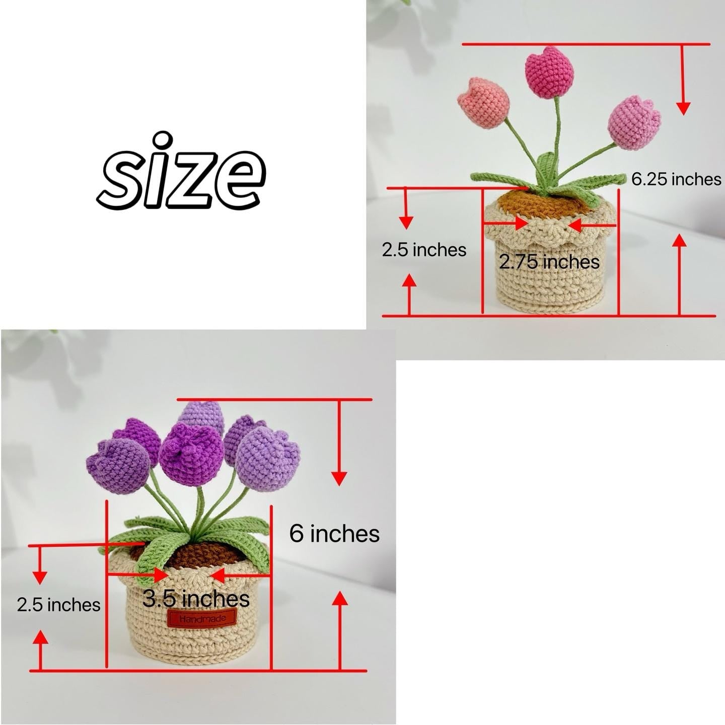 Crochet Tulips In Pot,Home Office Plant,Handmade Crochet Tulip Flower,Unique Home Accent,Potted Plant,Botanical Art,Small Plant Gift For Her