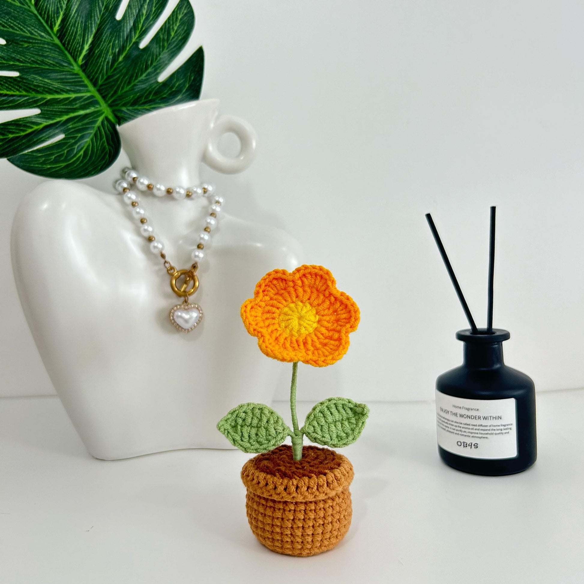 Crochet Flowers in Pot,Mini Potted Plants,Drochet Decorations,Home Table Decor,Birthday,Housewarming,Anniversary,Christmas Gifts for Her