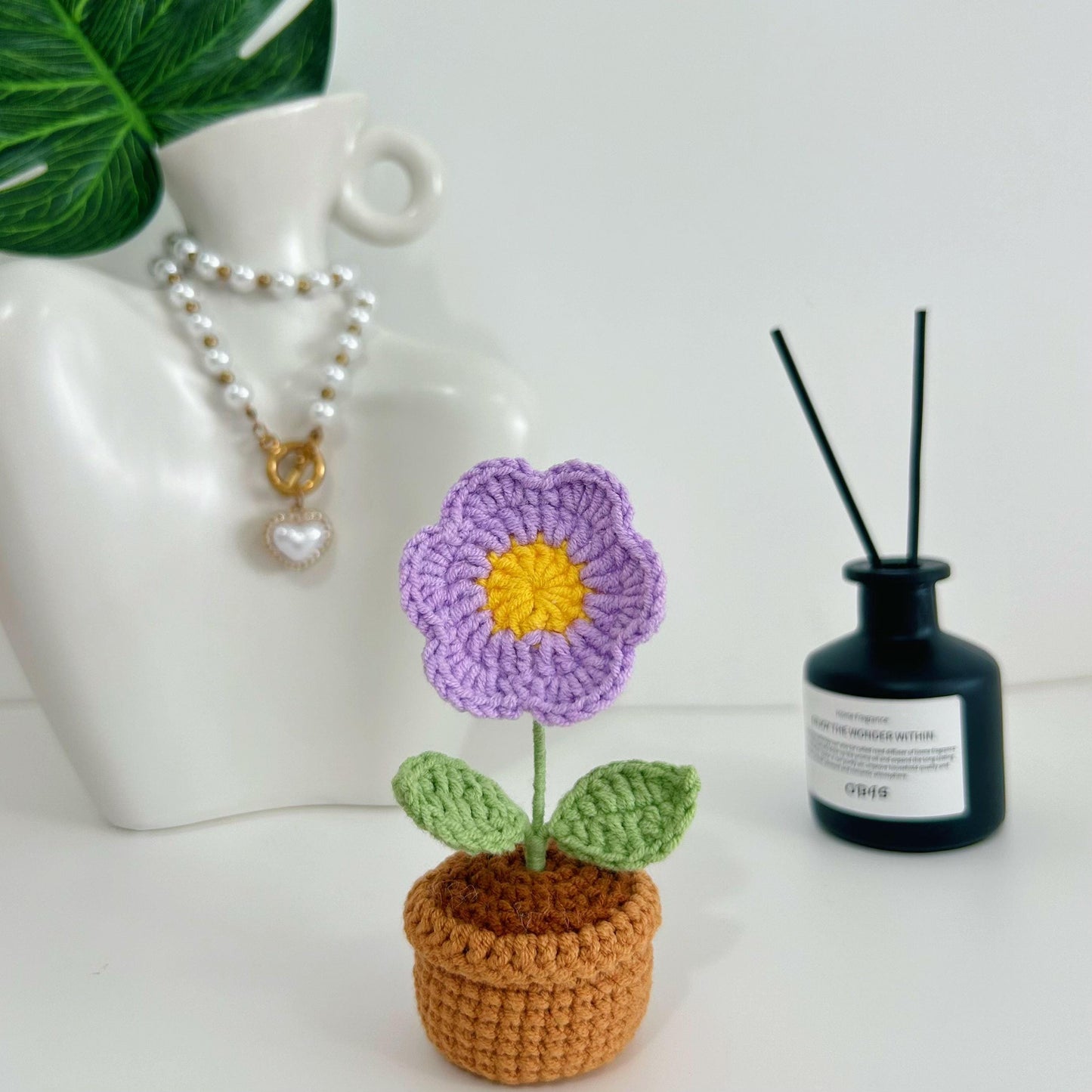 Crochet Flowers in Pot,Mini Potted Plants,Drochet Decorations,Home Table Decor,Birthday,Housewarming,Anniversary,Christmas Gifts for Her