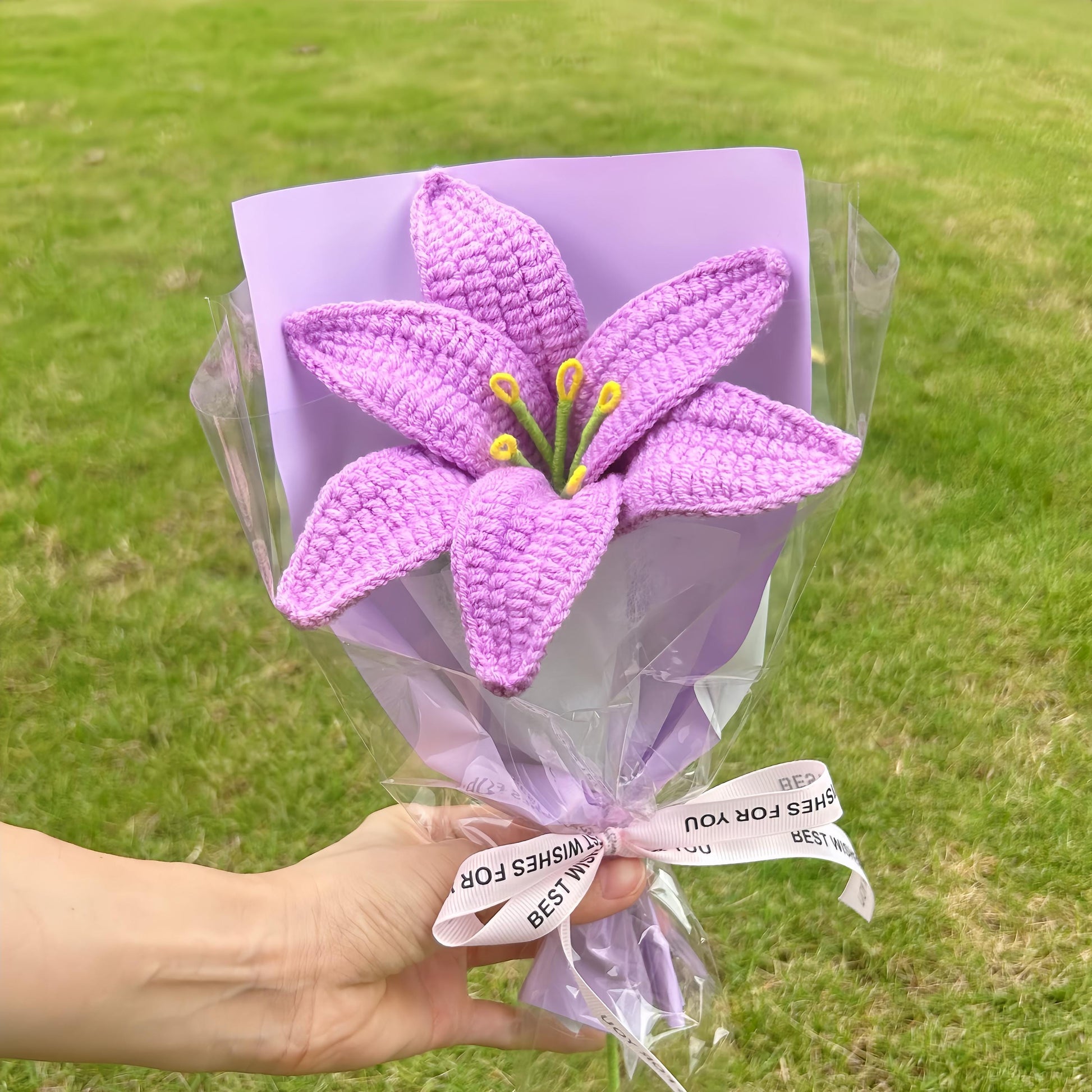 Crochet Lily Flower Bouquet,Pink,Blue,Purple,White,Red Lily Flower,Small Budget Bouquet，Birthday,Anniversary Gift For Friend,Bridesmaids,Mom